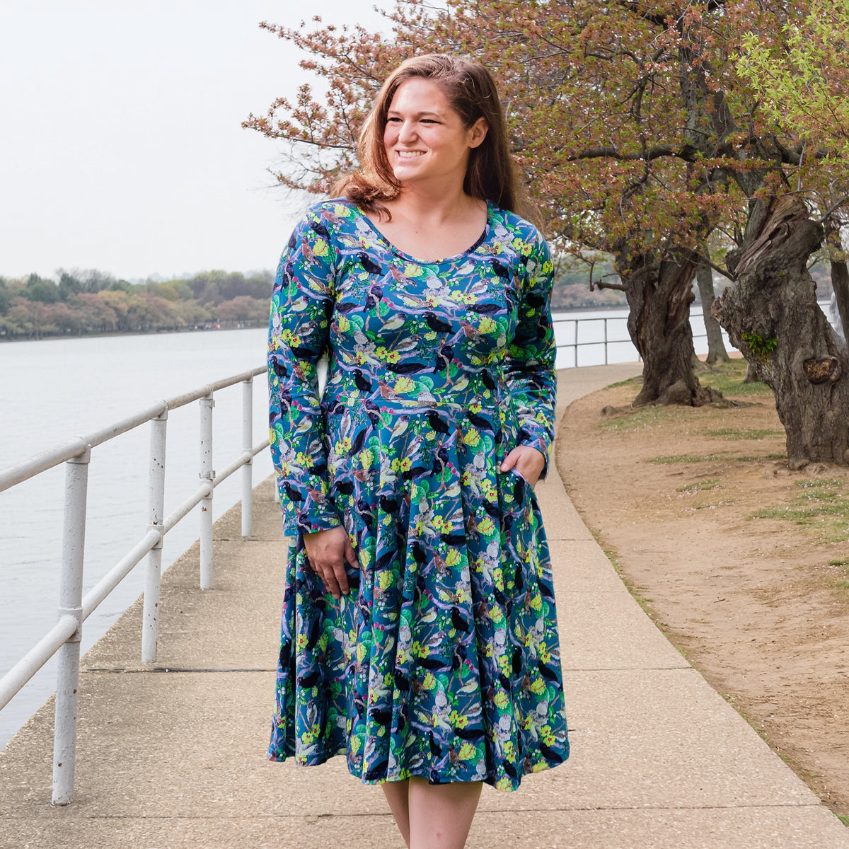 Darwin's Finches Twirl Dress with Pockets