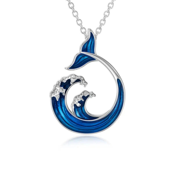 Ocean Wave Tail Sterling Silver Necklace