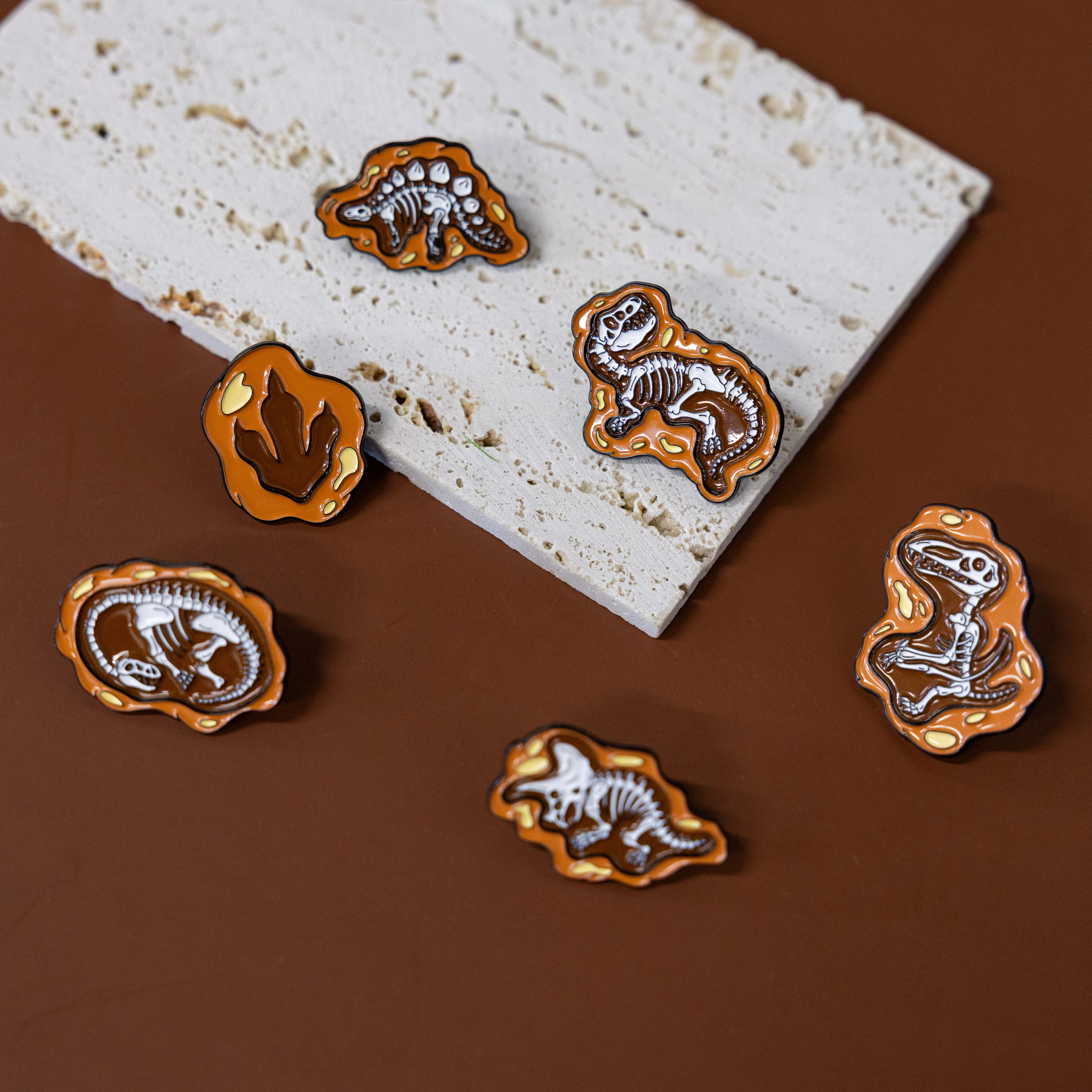 Dinosaur Fossils Enamel Pins Set