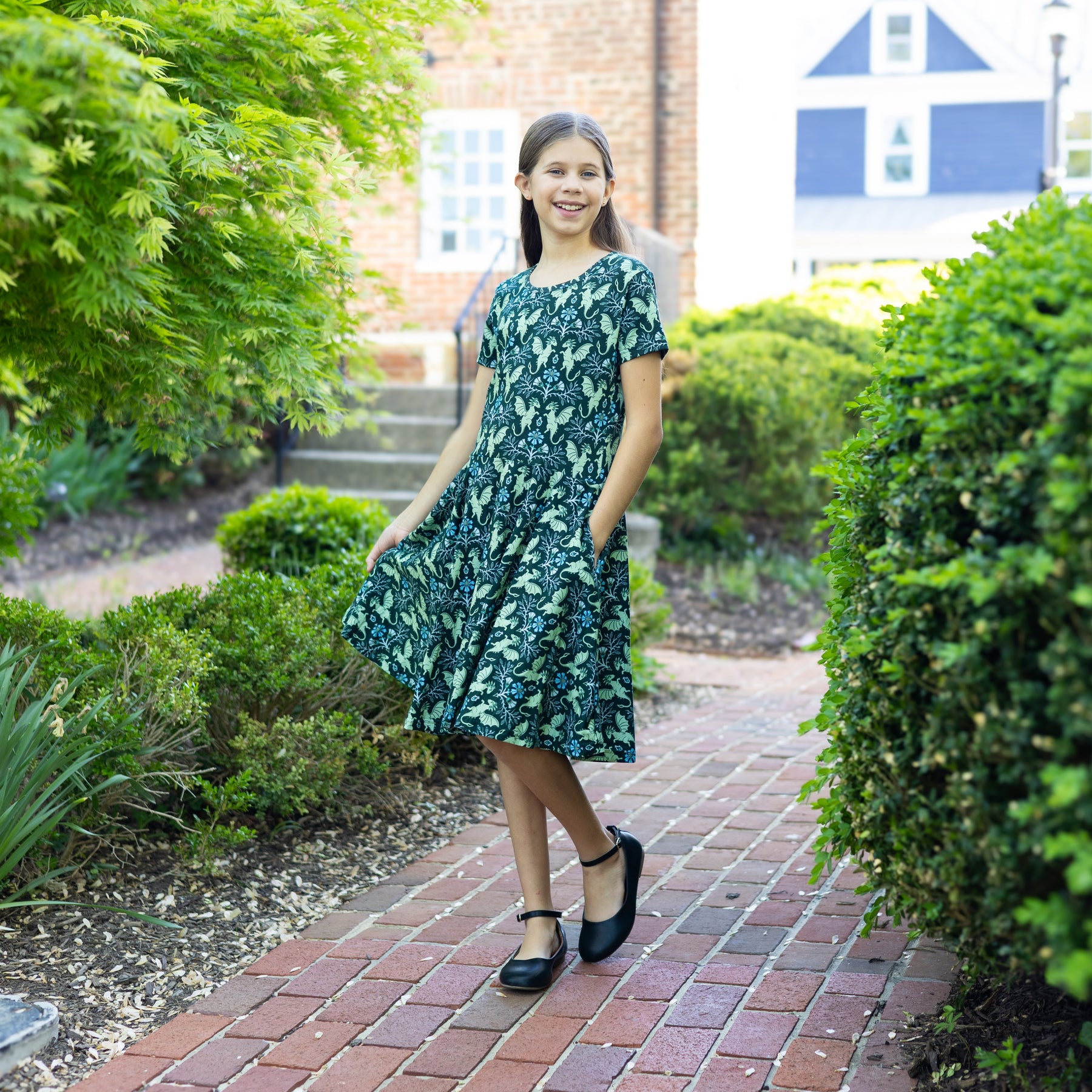 Southlake Carroll Dragons 3/4 Sleeve Pocket Twirl Dress