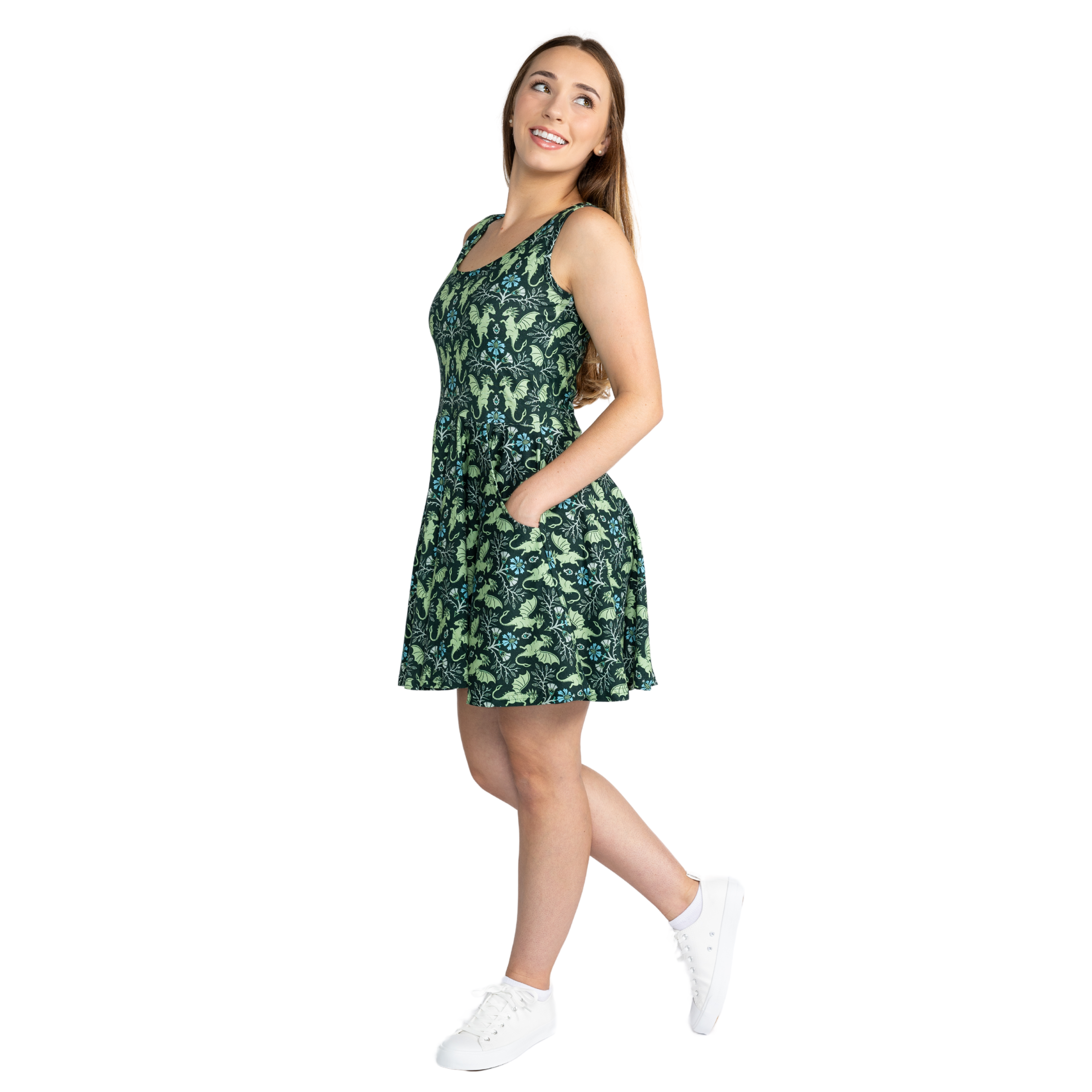 Dragons Damask Skater Dress