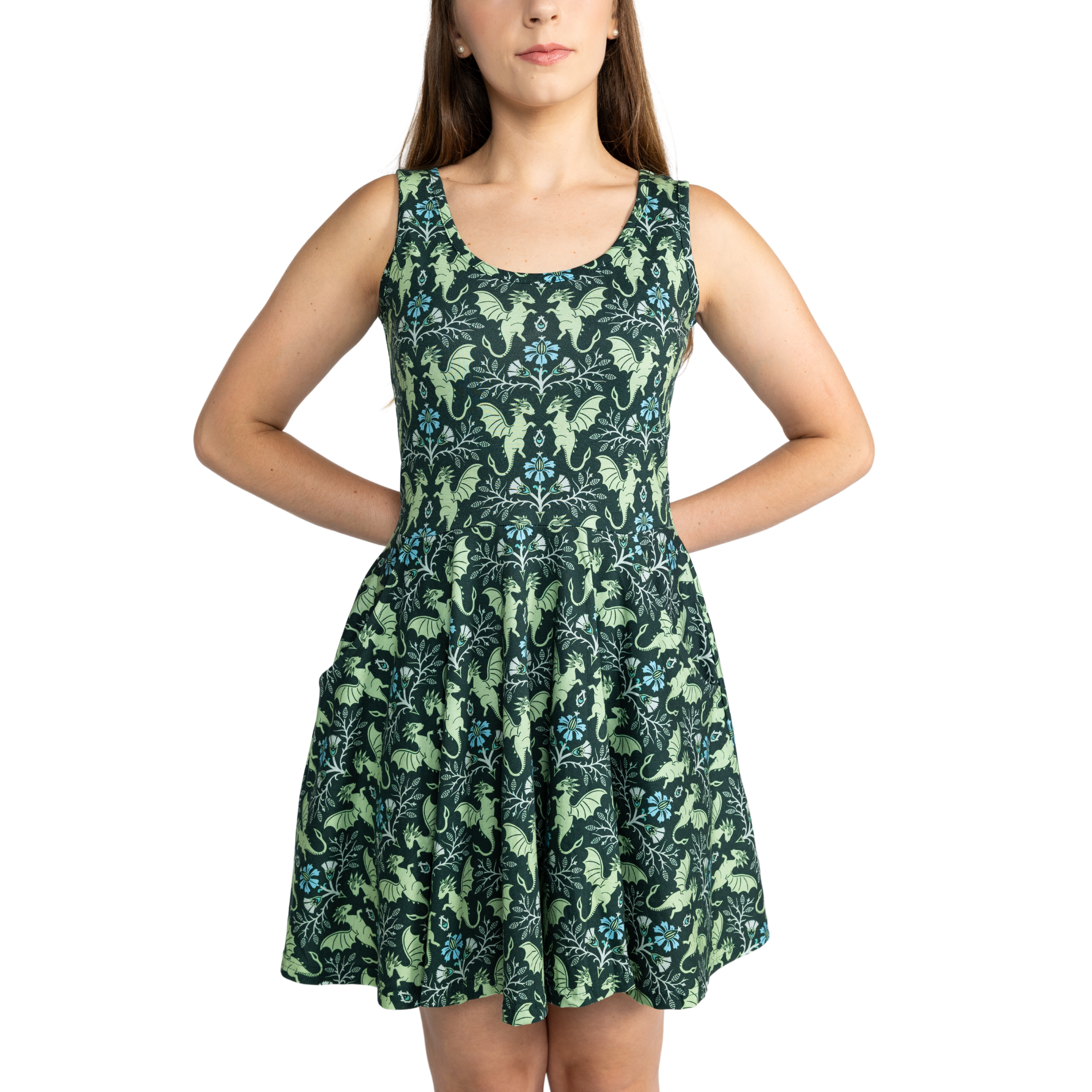 Dragons Damask Skater Dress