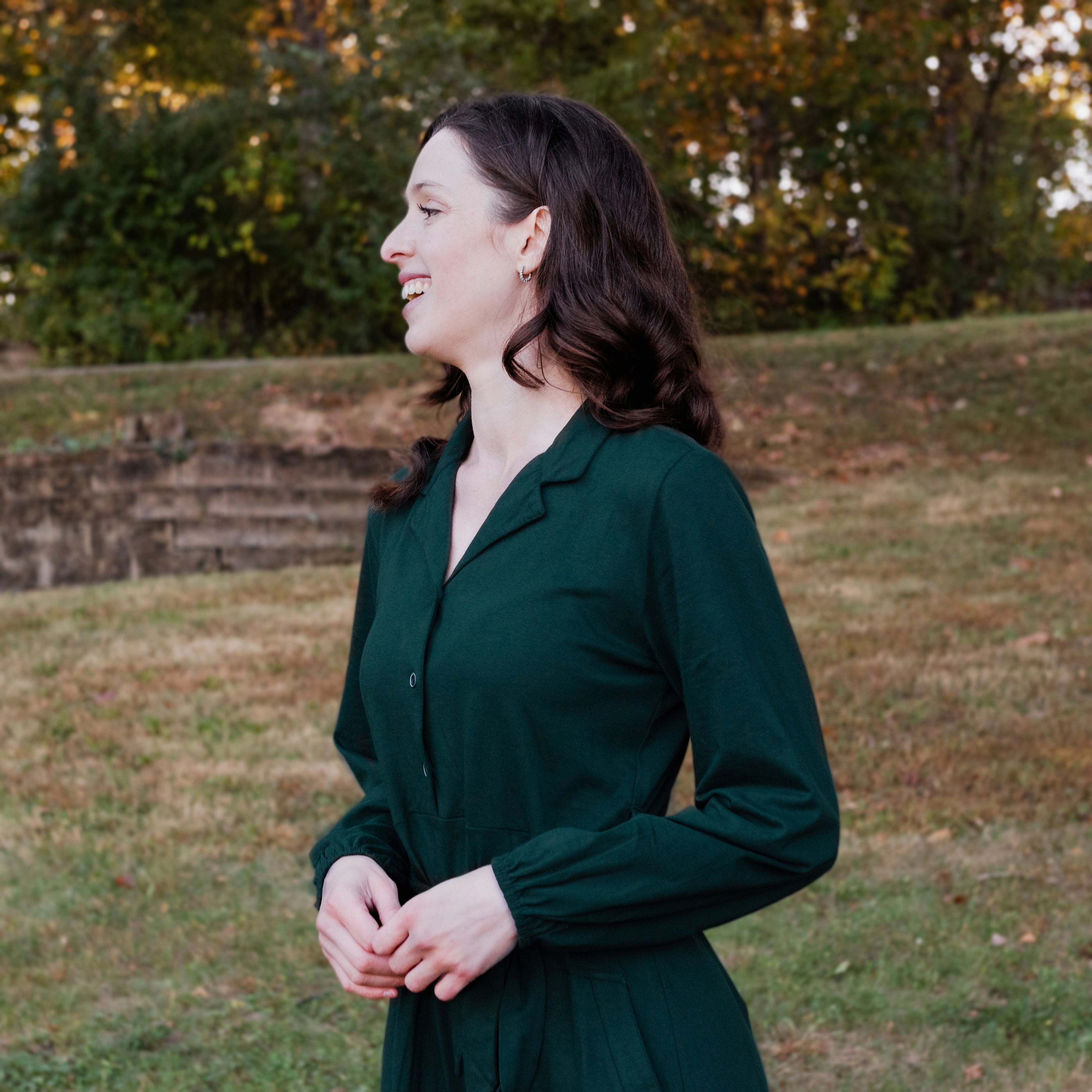 Dragonflies Embroidery Long Sleeve Belted Dress (With Waist Seam)