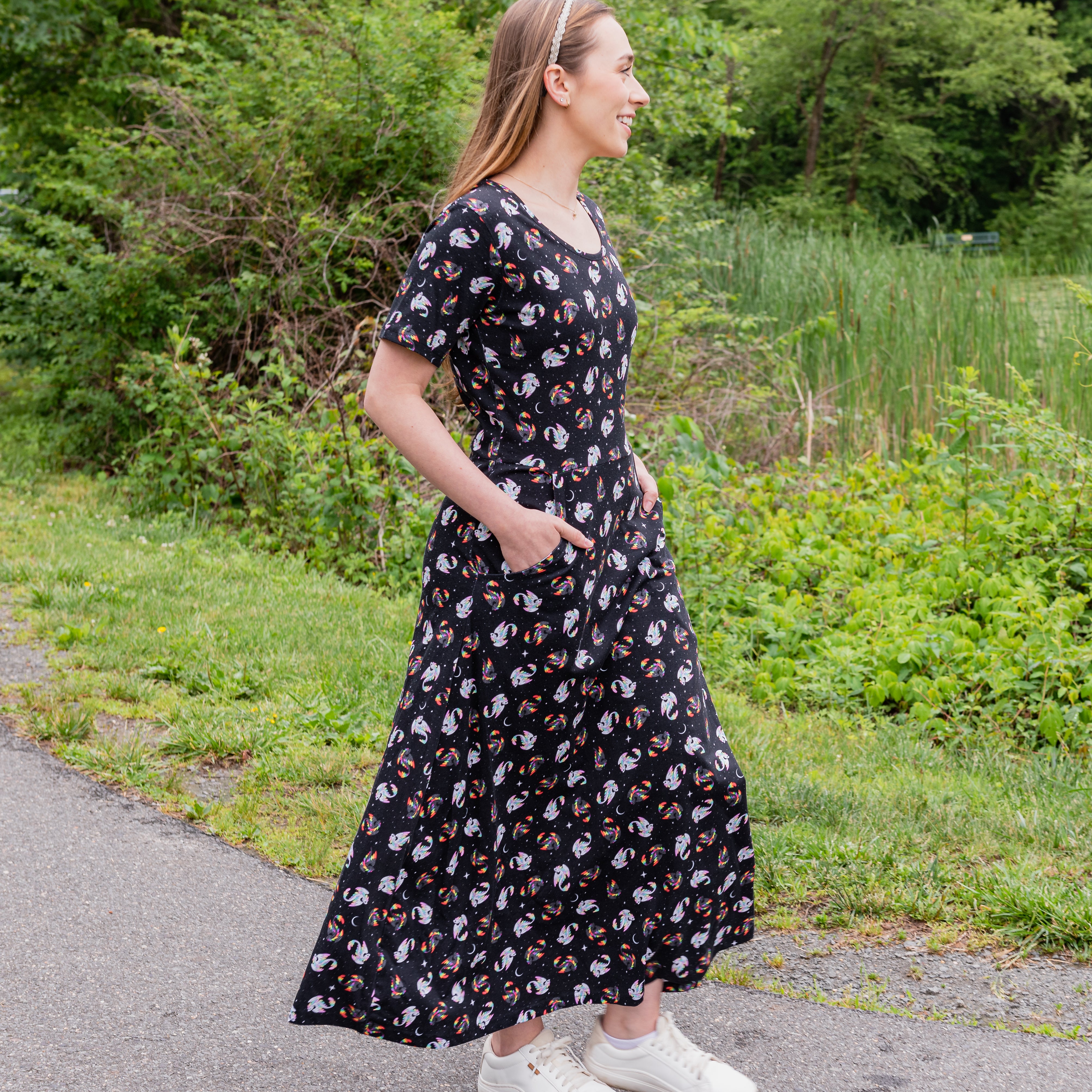 Dragons Zen & Harmony Midi Dress with Pockets