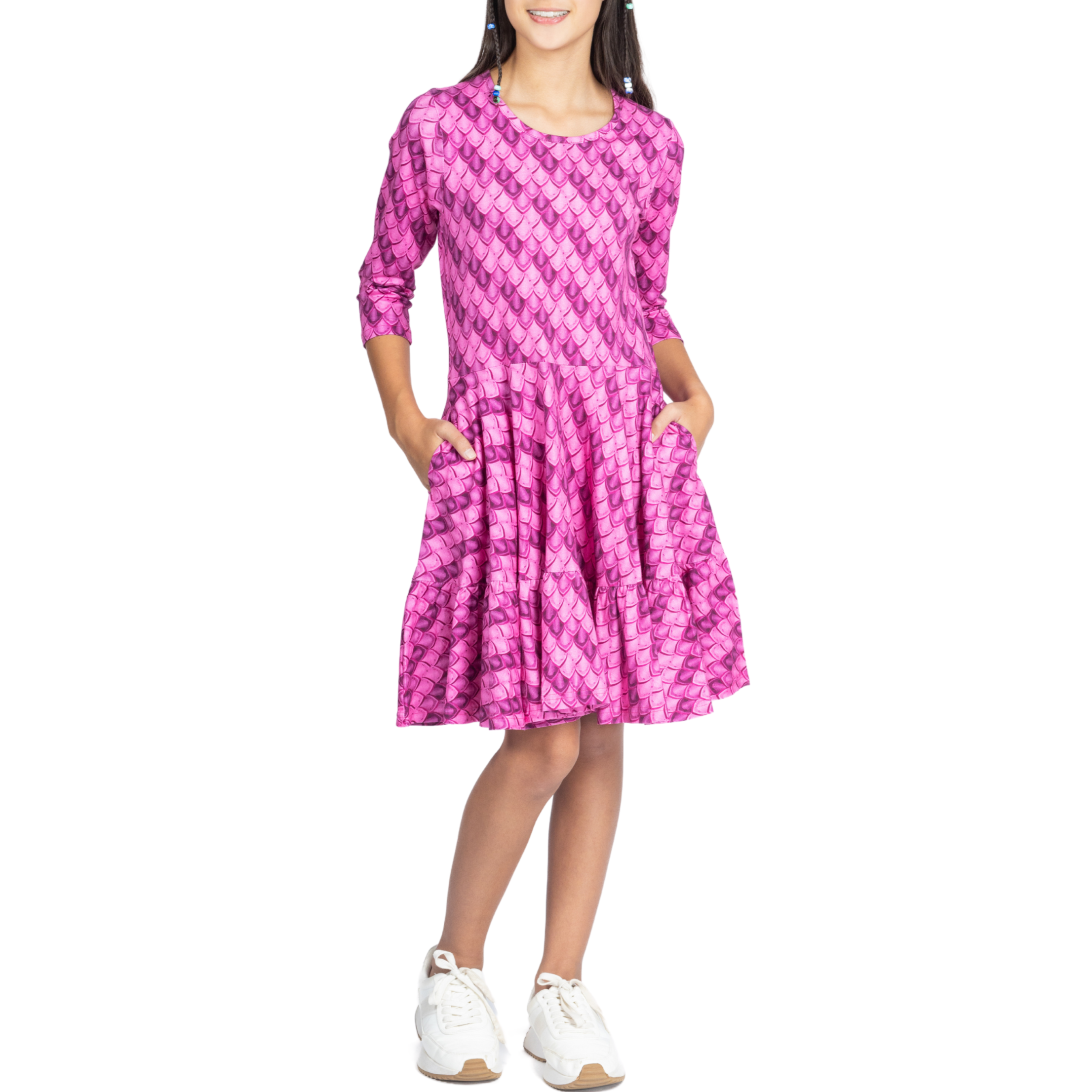 Dragon Scales Kids Twirl Dress with Frill