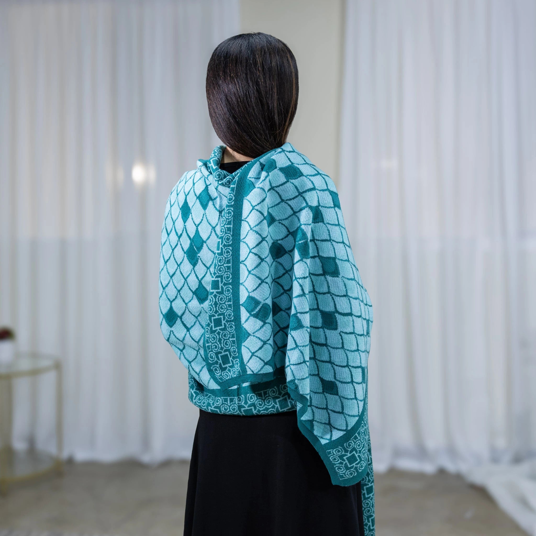 Teal Dragon Scales Shawl