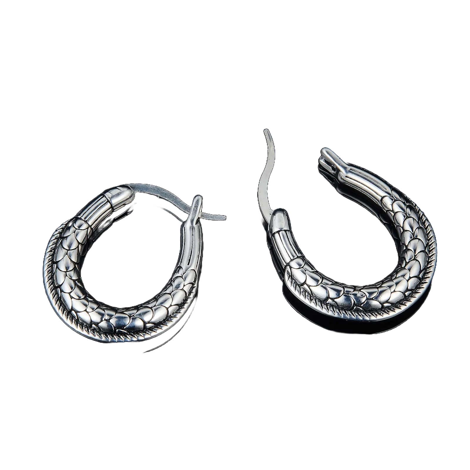 Dragon Scales Stainless Steel Hoop Earrings