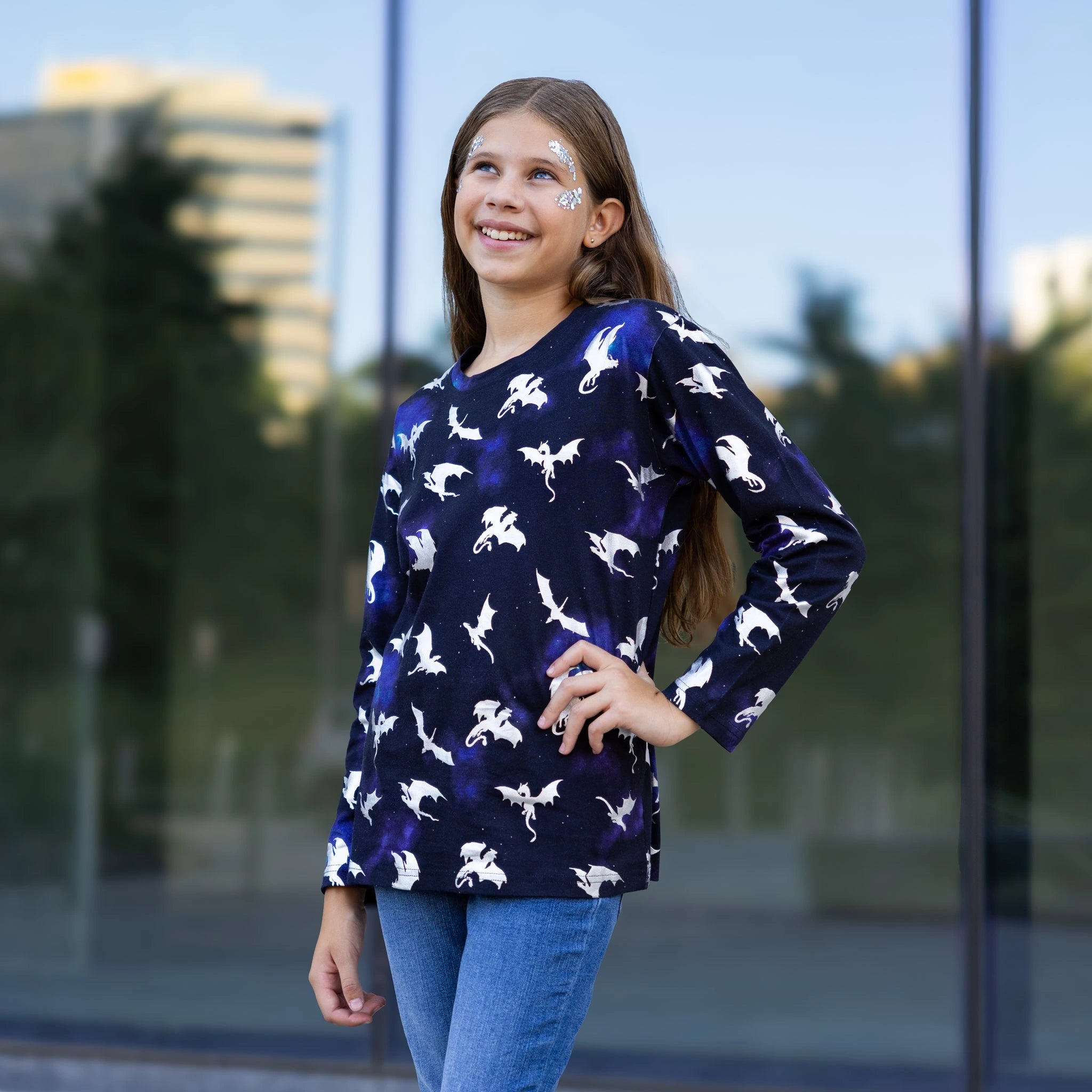 Dragons in Space Long Sleeve Kids T-Shirt