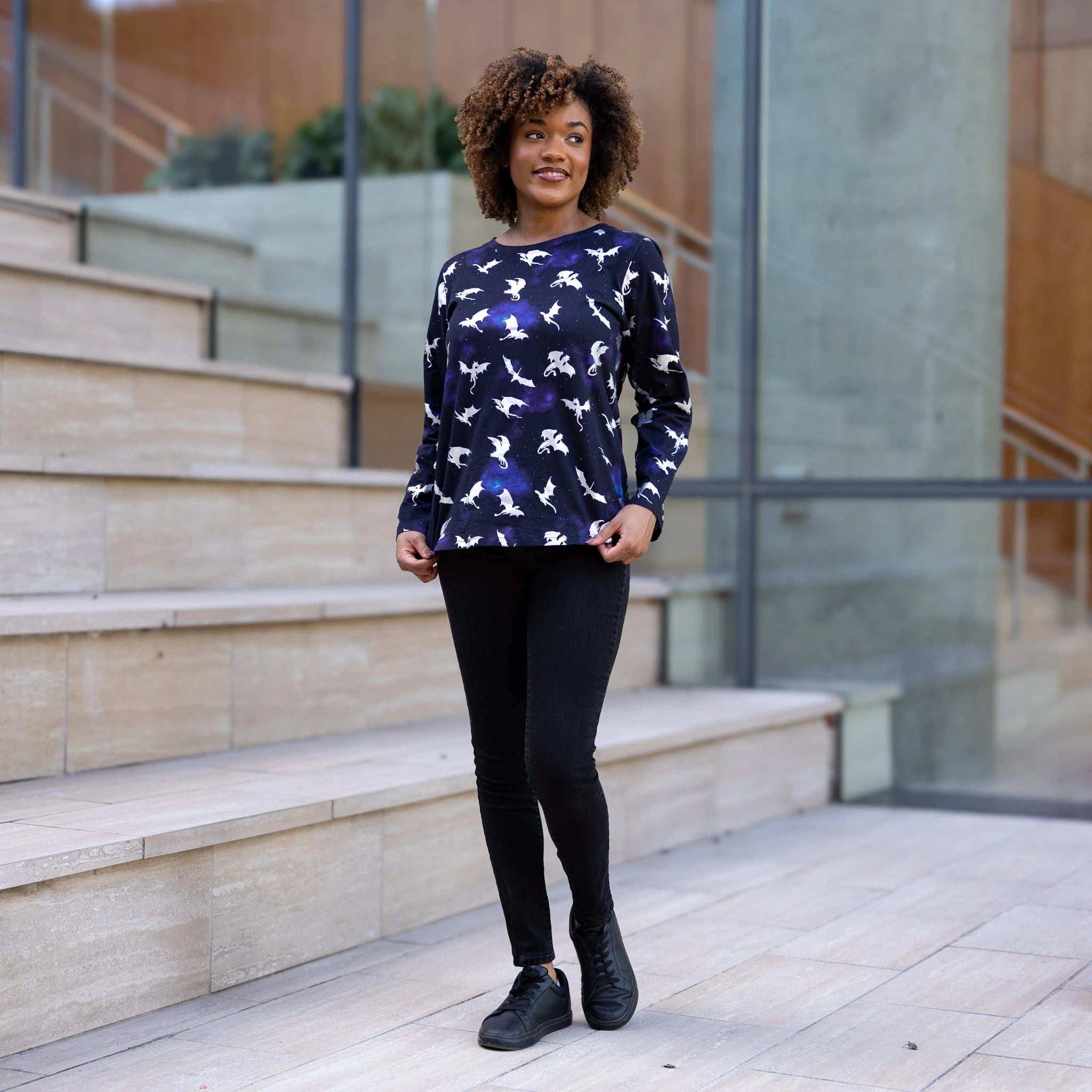 Dragons in Space Long Sleeve Tunic Top