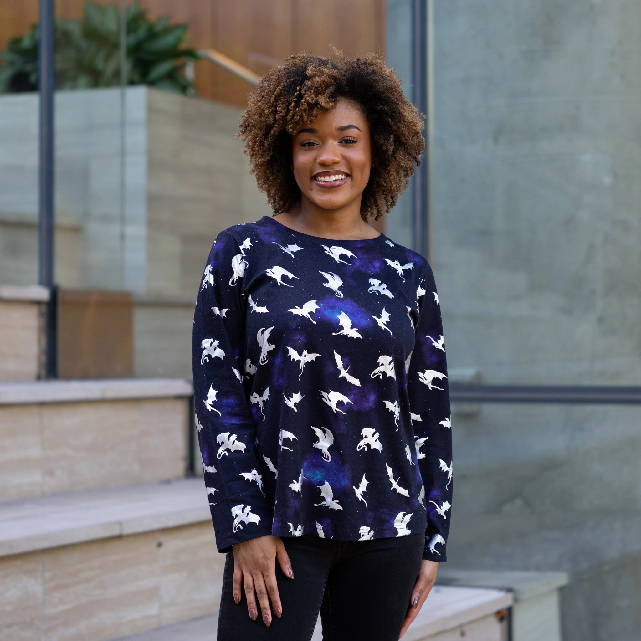 Dragons in Space Long Sleeve Tunic Top