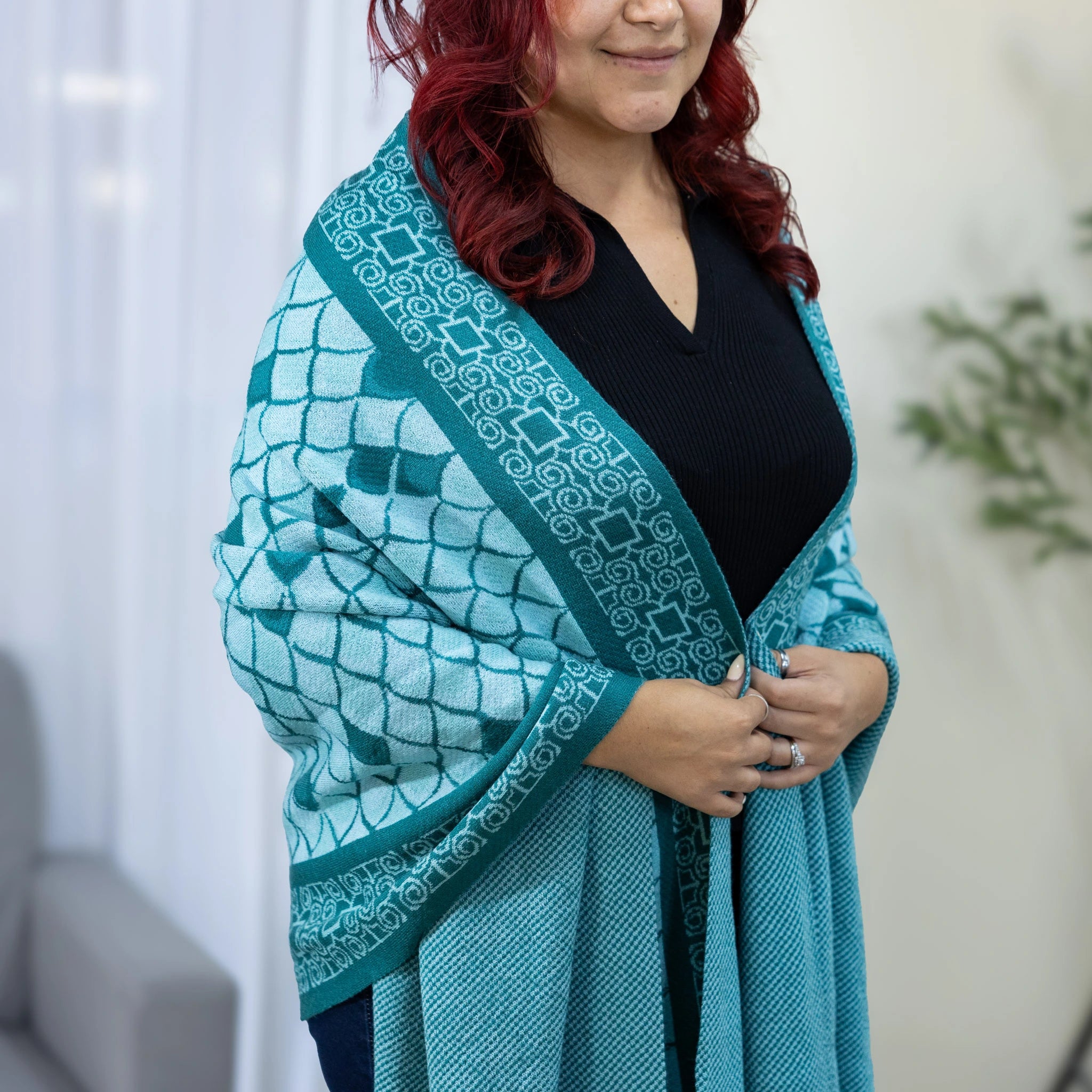 Teal Dragon Scales Shawl