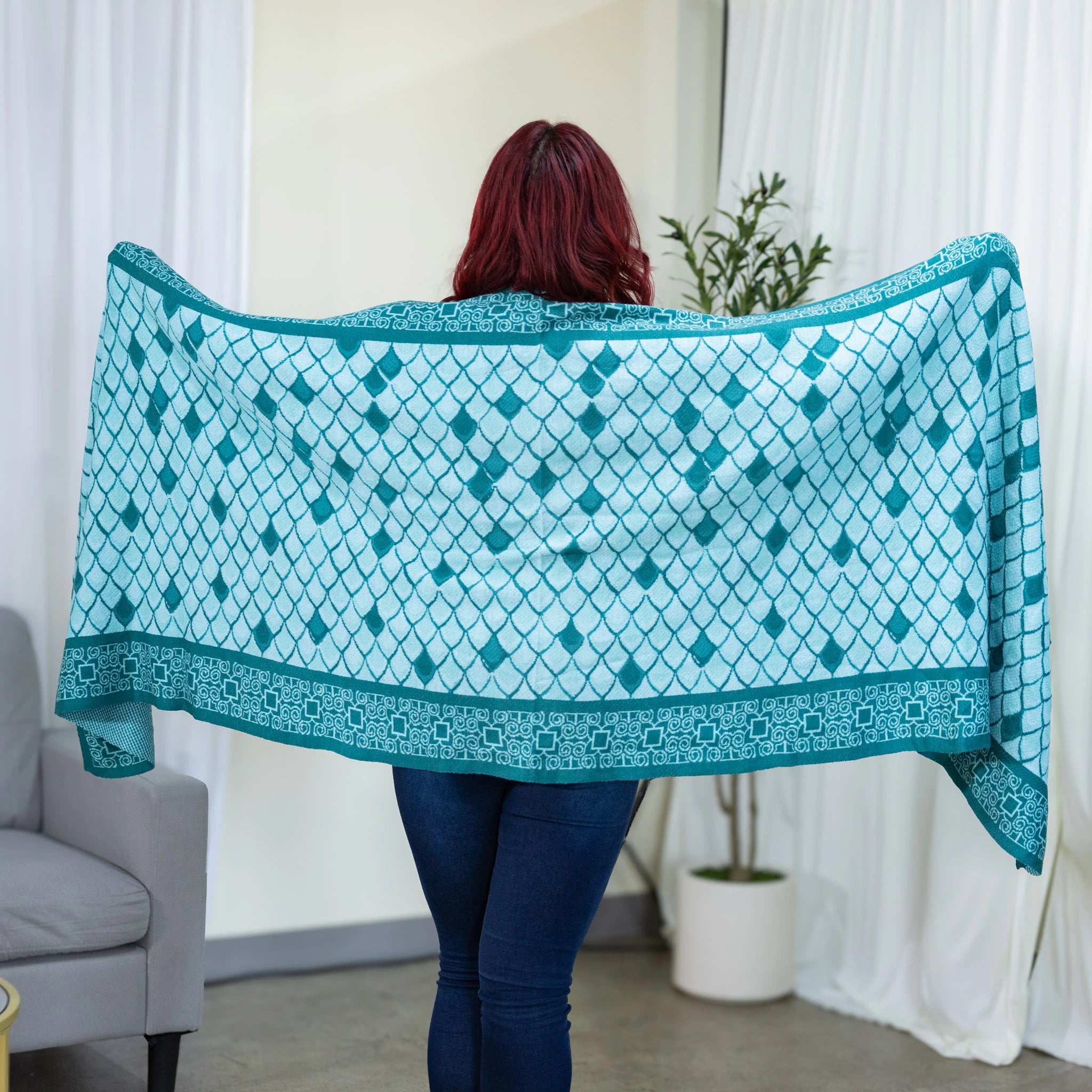 Teal Dragon Scales Shawl