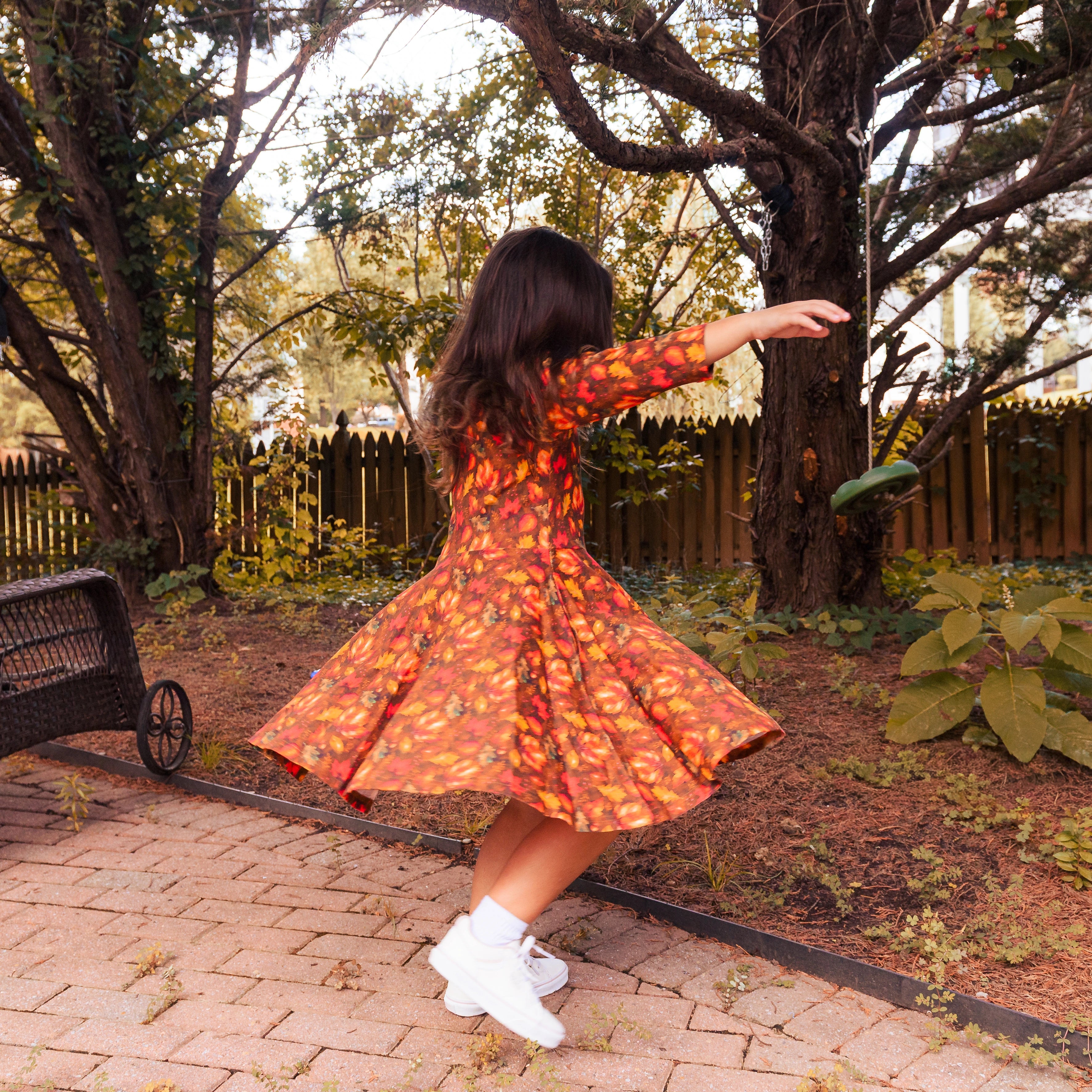 Falling For You Kids Twirl Dress with Pockets