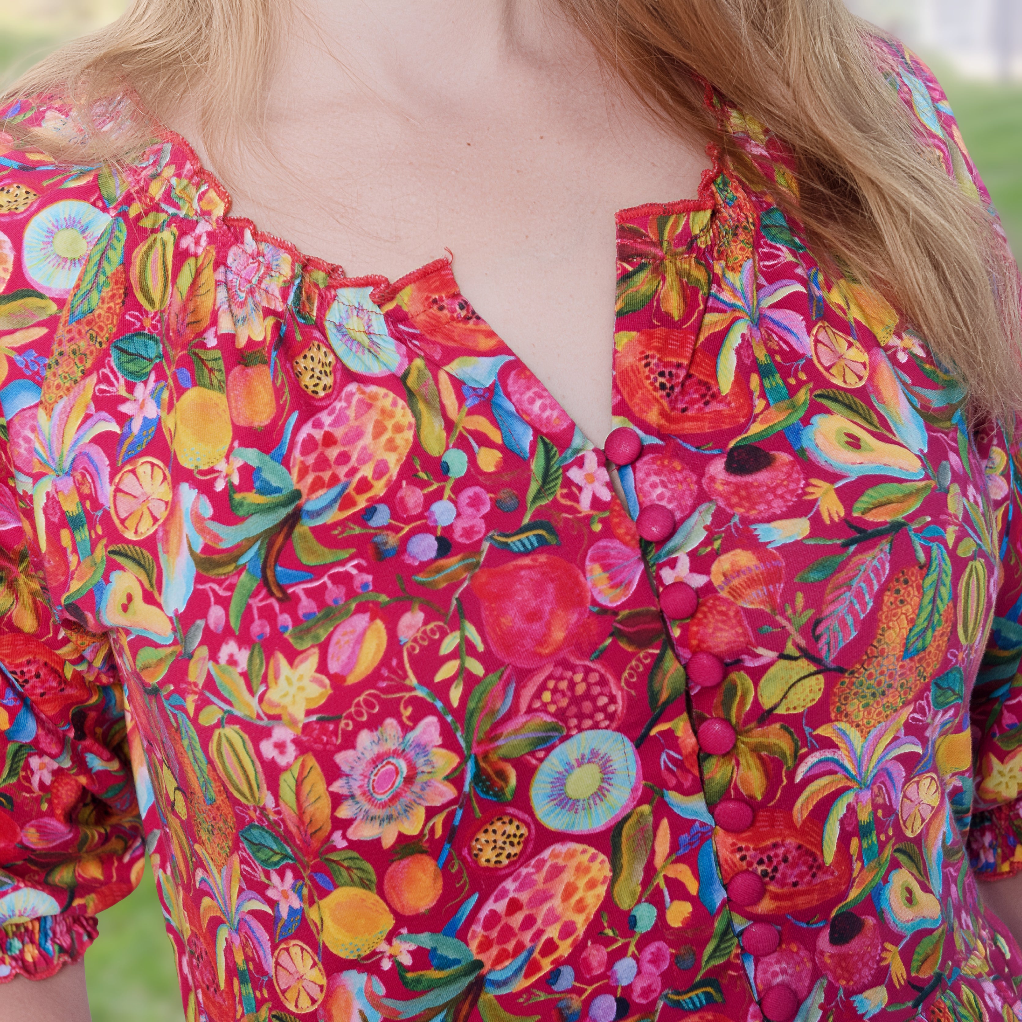 Fancy Fruits Midi Dress with Pockets