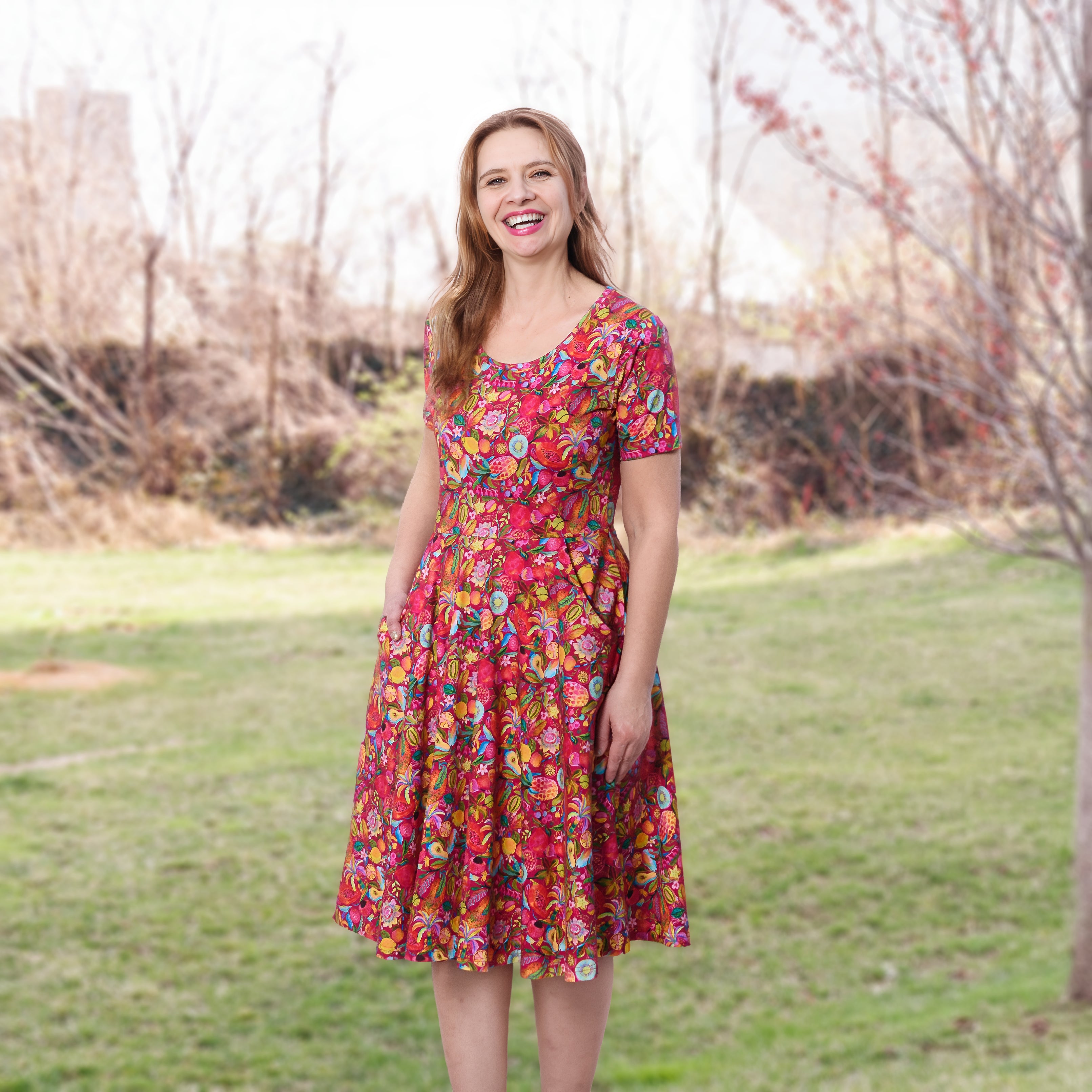 Fancy Fruits Twirl Dress with Pockets