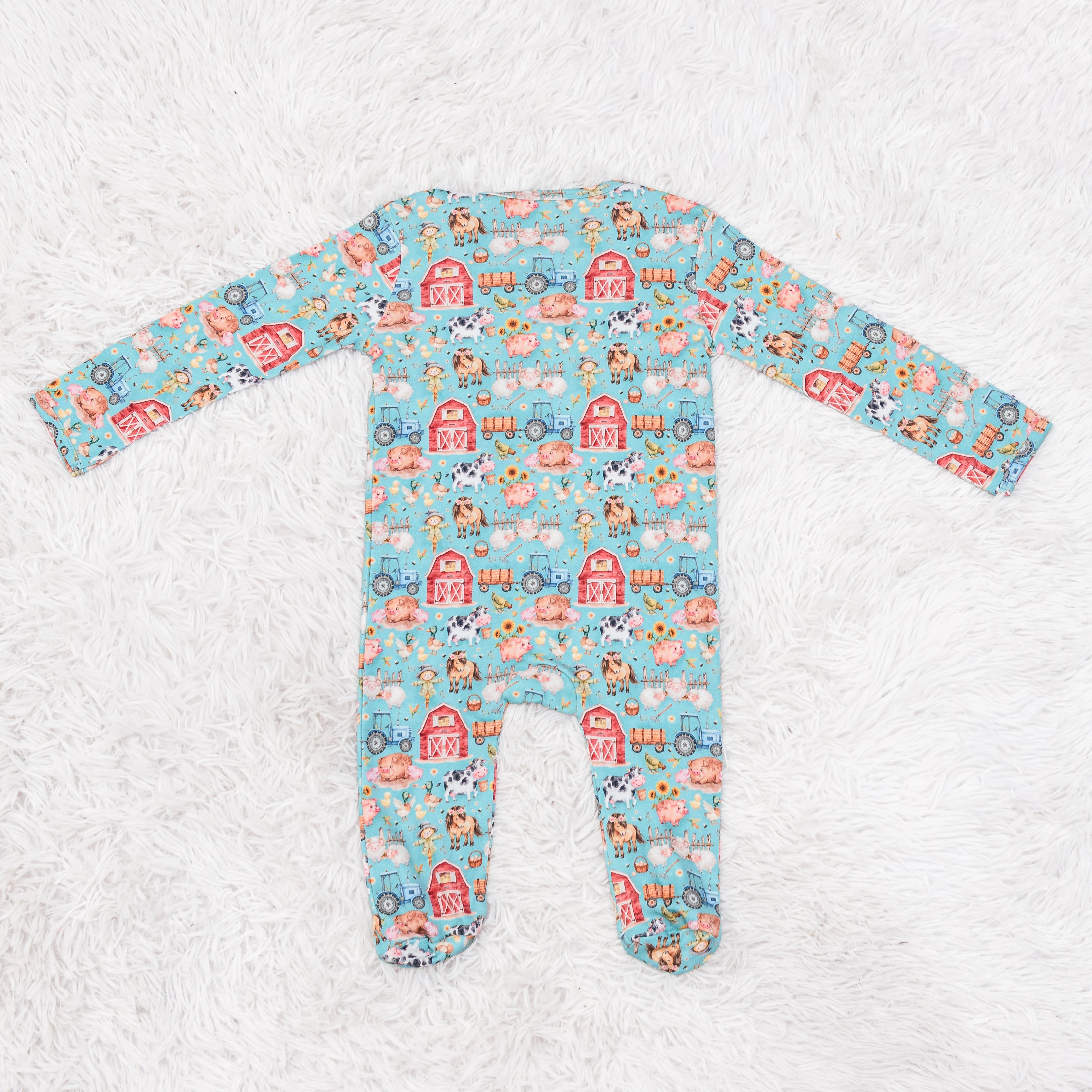 Farm Animals Long Baby Bodysuit