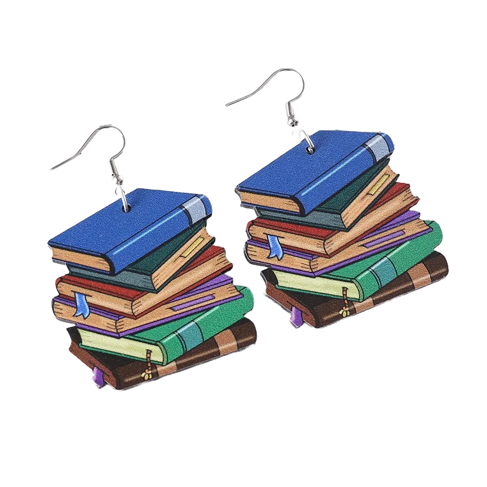 Stacked Books Dangle Earrings