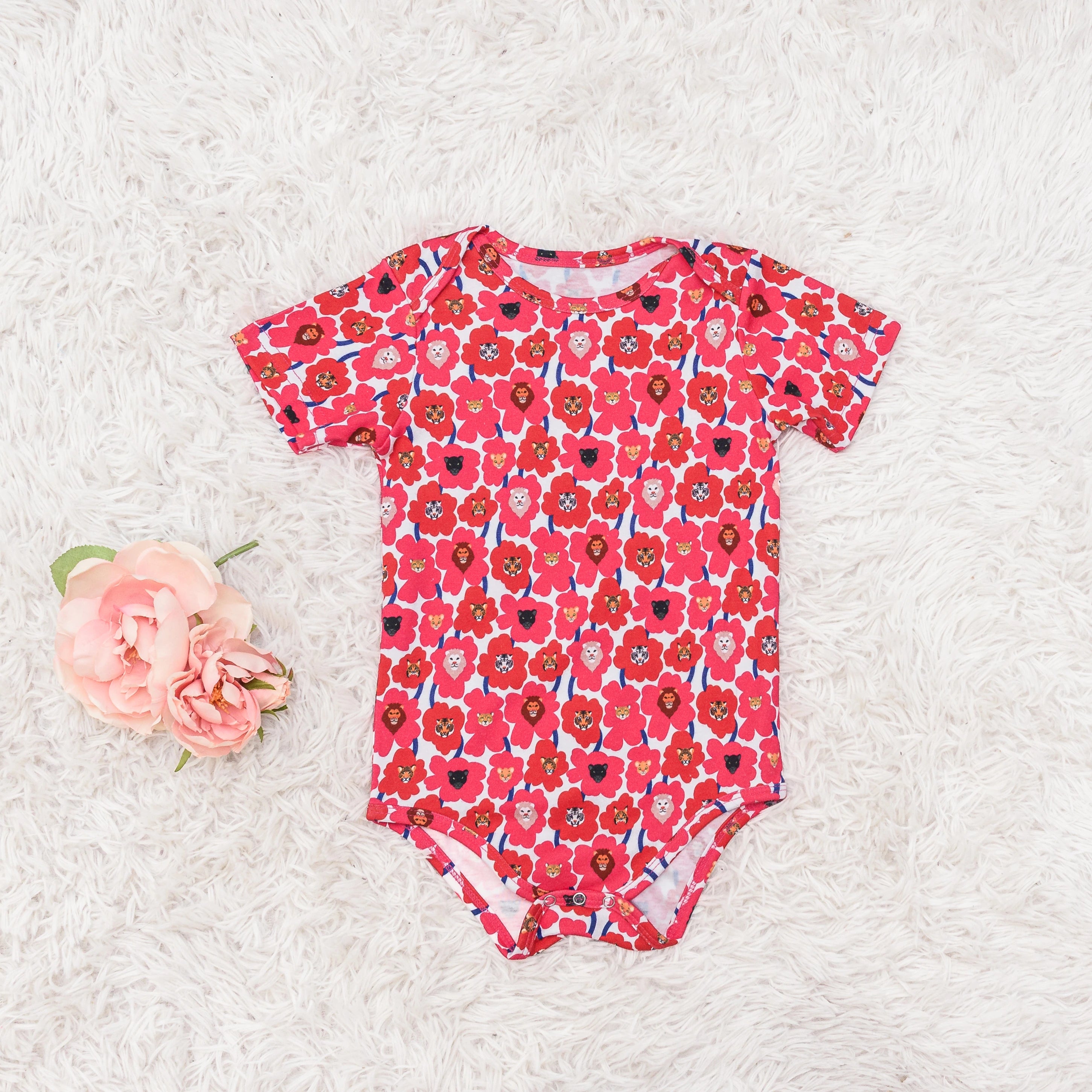 Floral Cat Family Baby Bodysuit