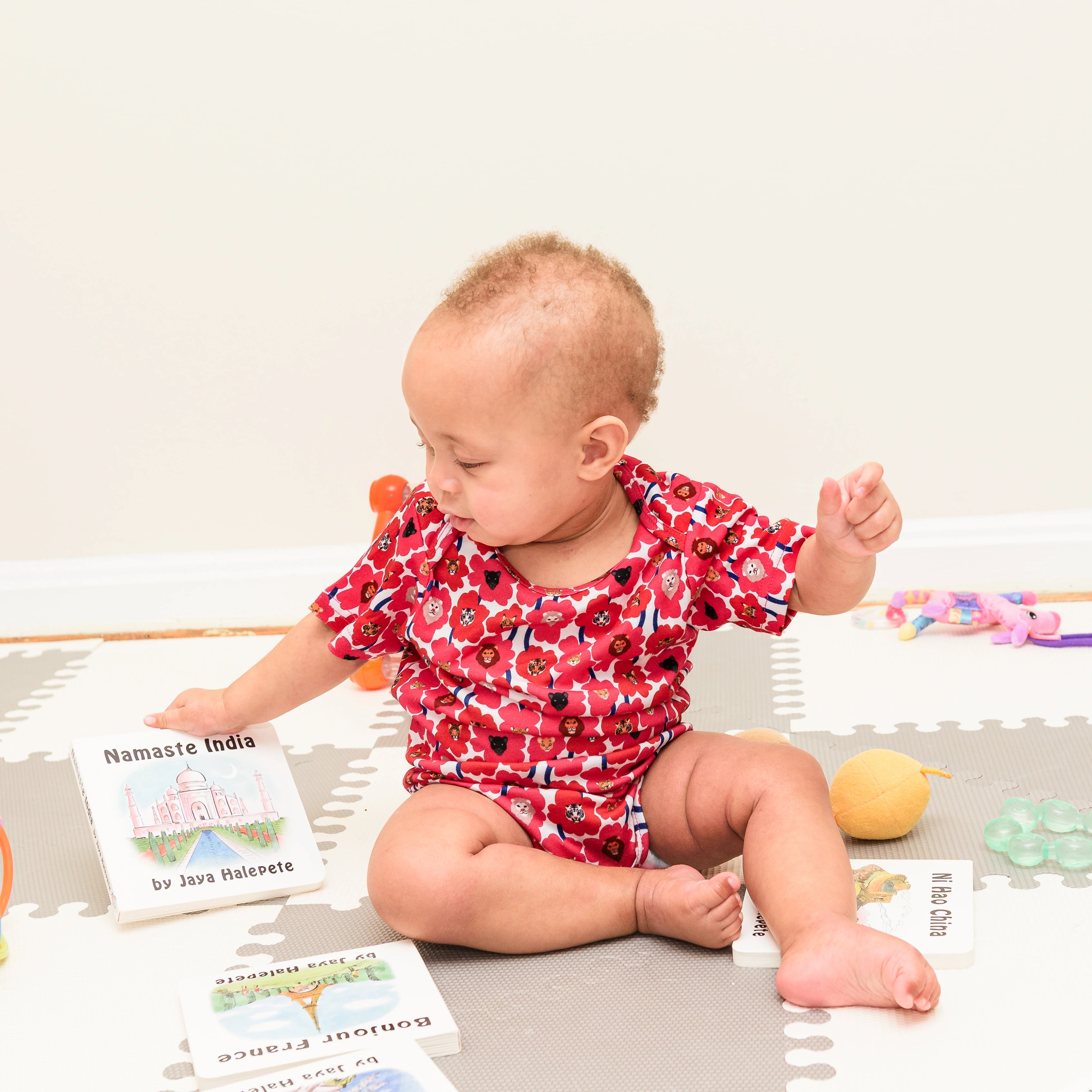 Floral Cat Family Baby Bodysuit