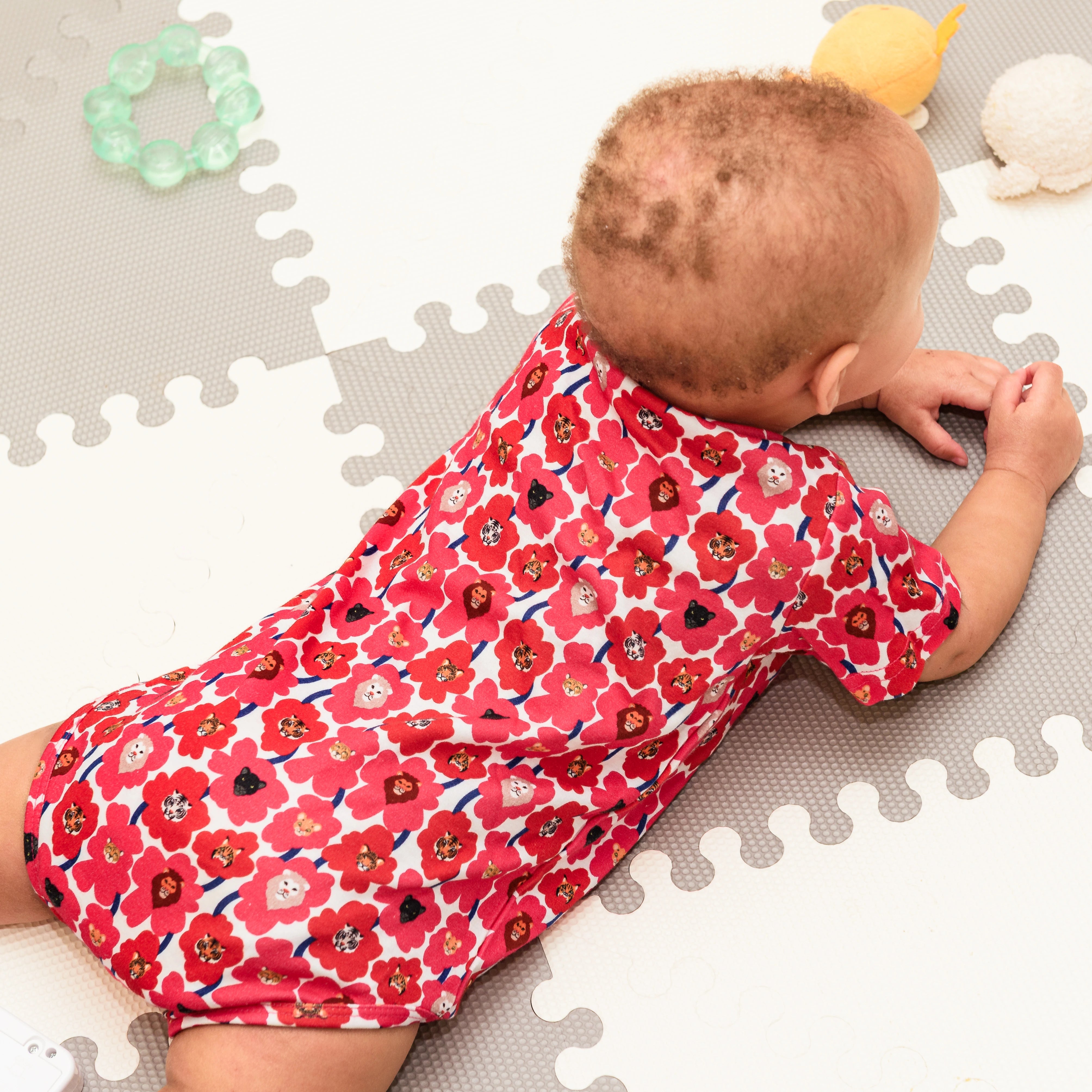 Floral Cat Family Baby Bodysuit