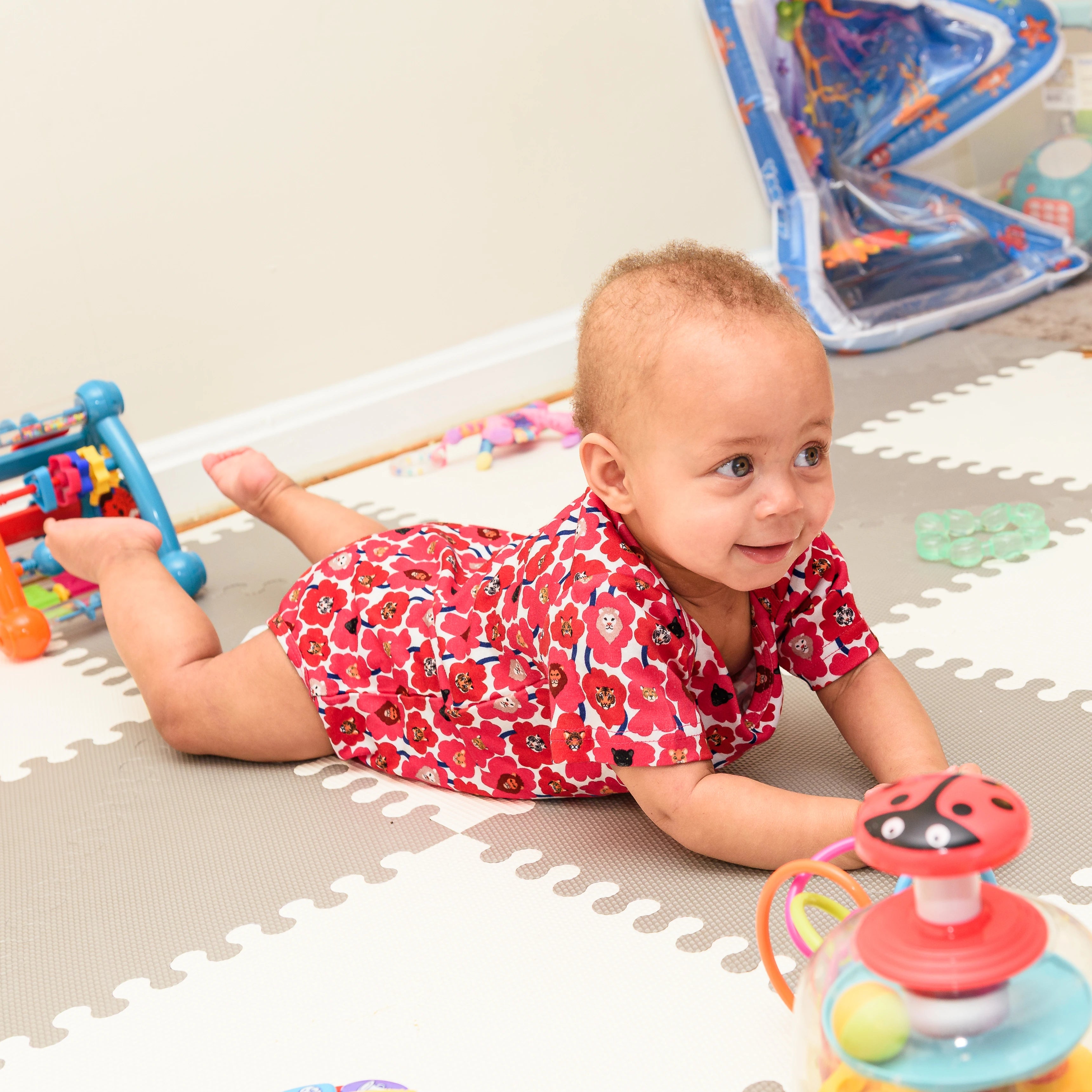 Floral Cat Family Baby Bodysuit
