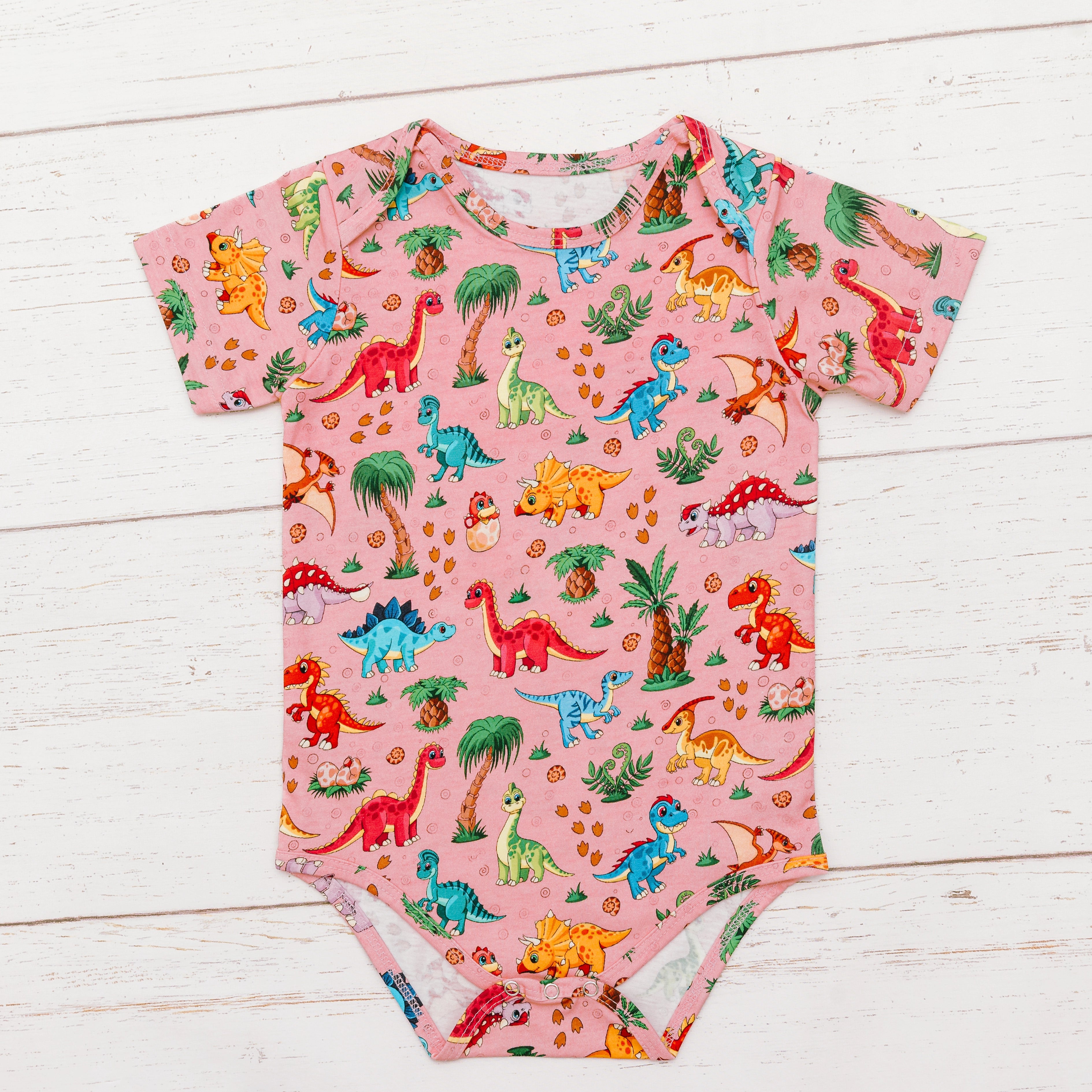 Floral Dinosaurs Baby Bodysuit