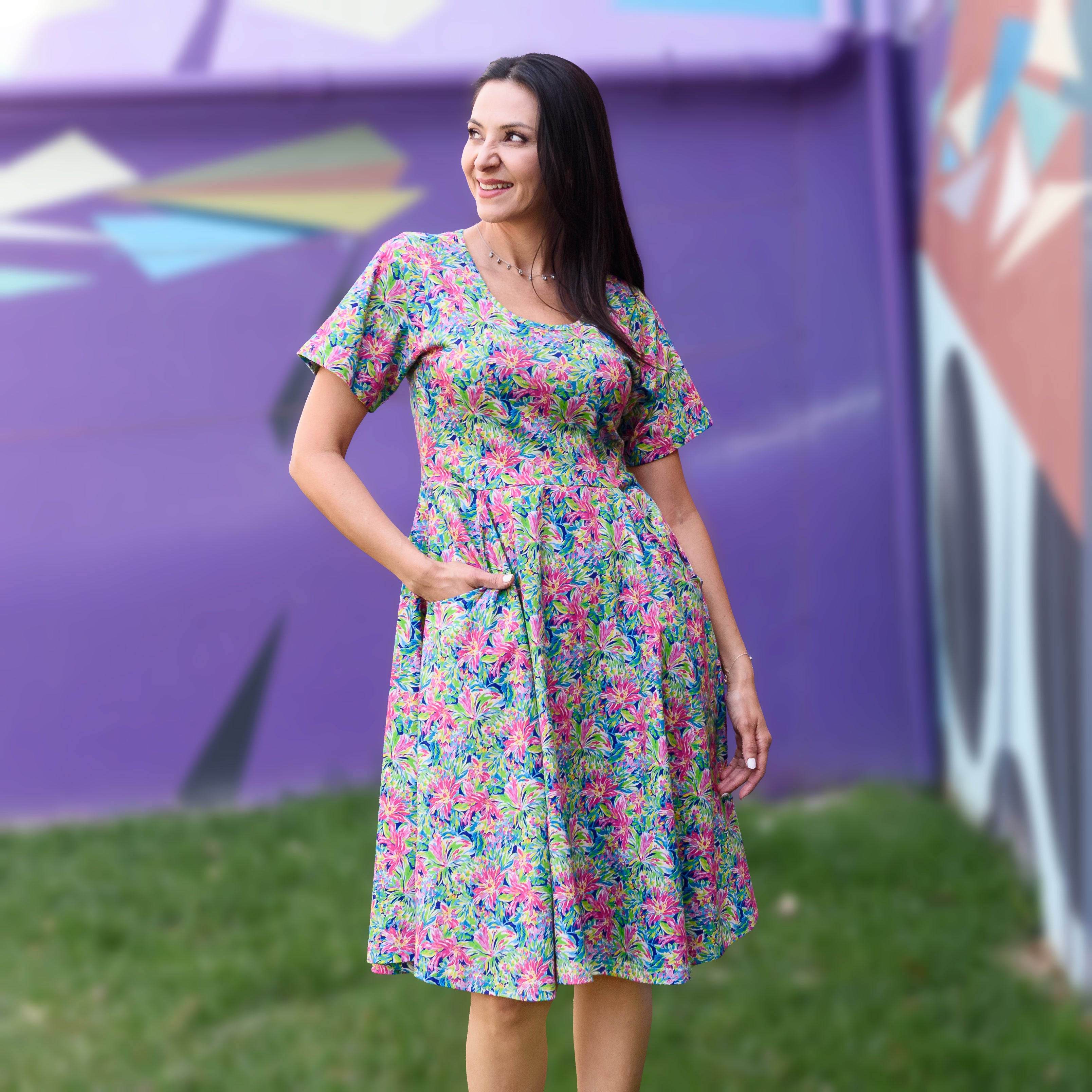 Flora Fiesta Twirl Dress with Pockets