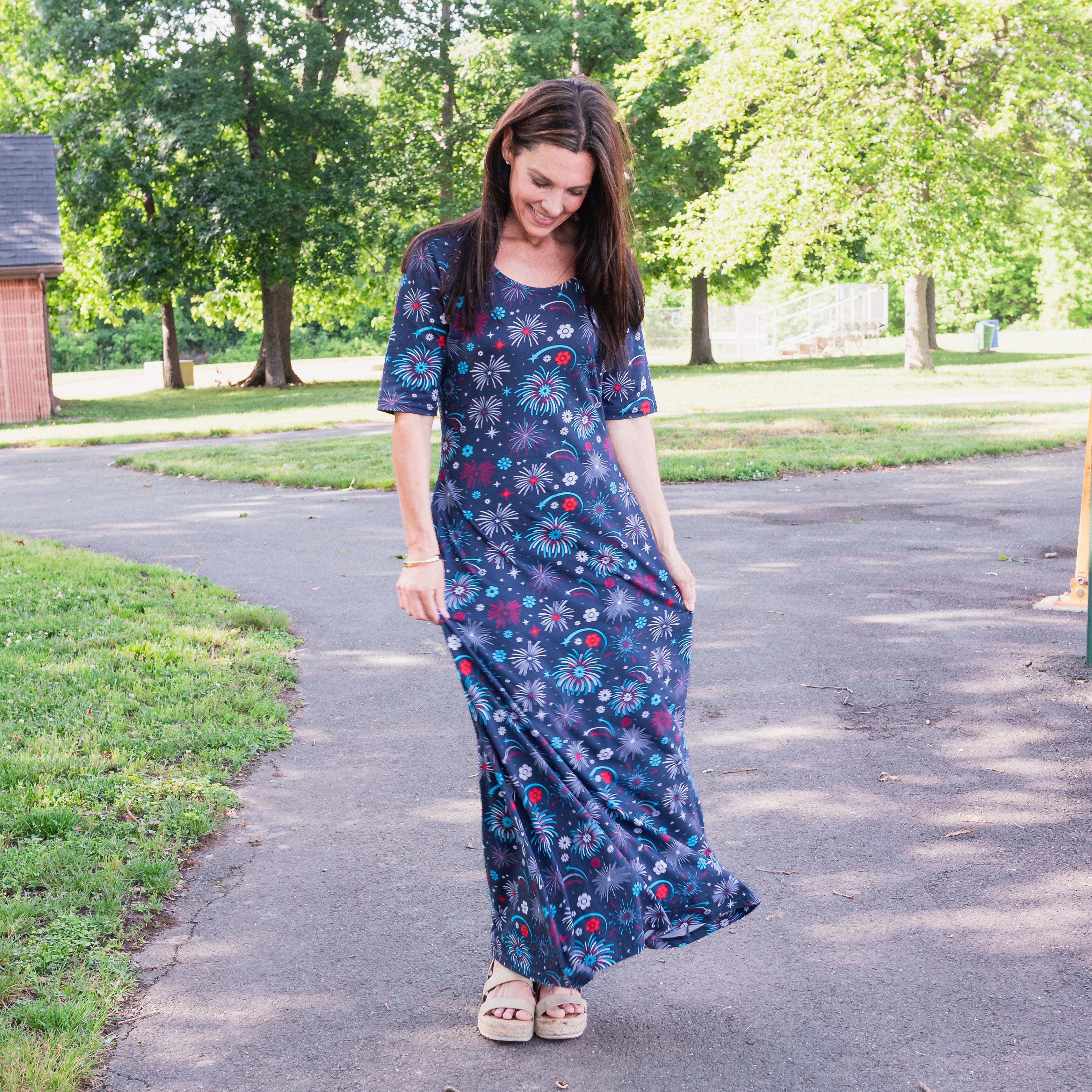 Floral Fireworks Maxi Dress with Pockets