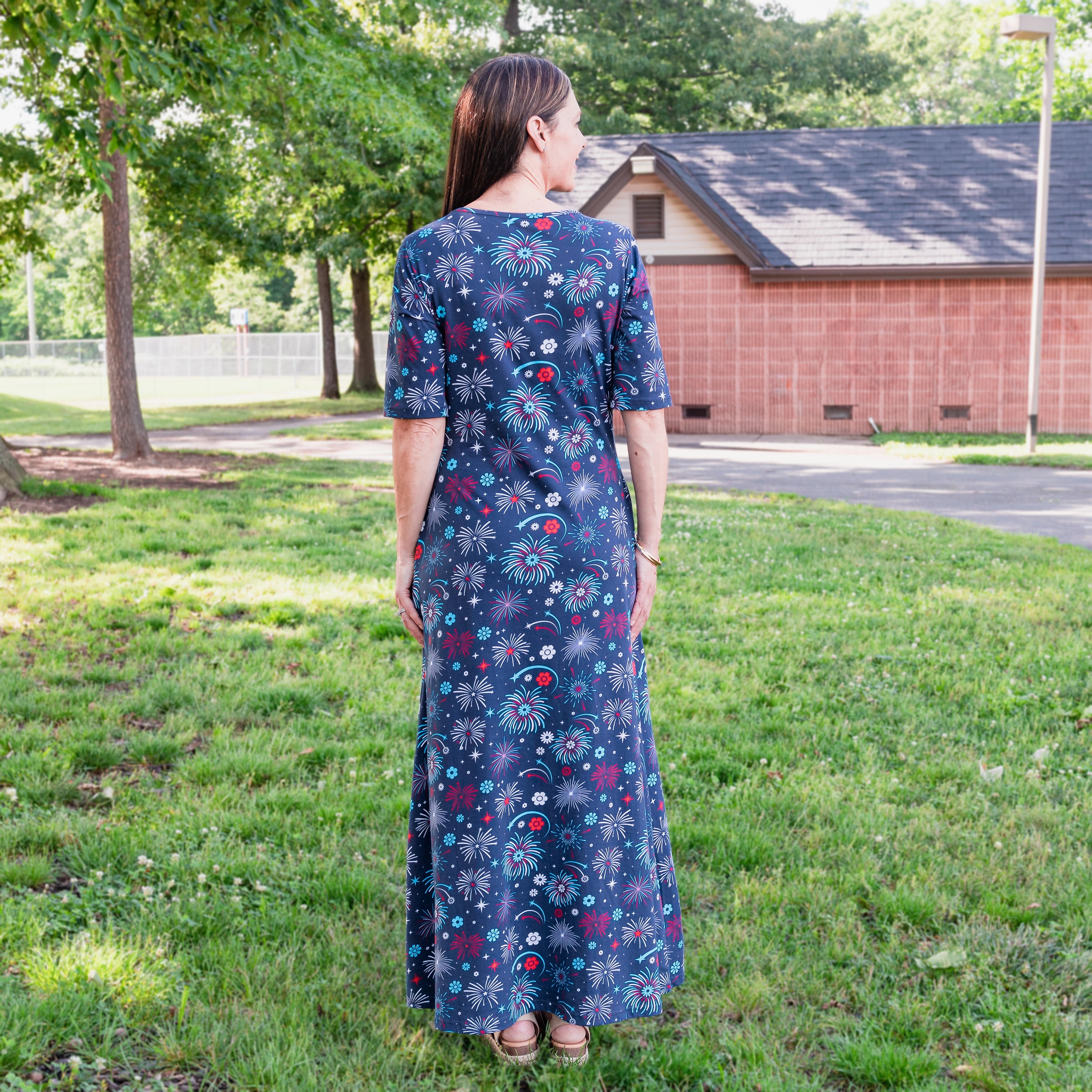 Floral Fireworks Maxi Dress with Pockets