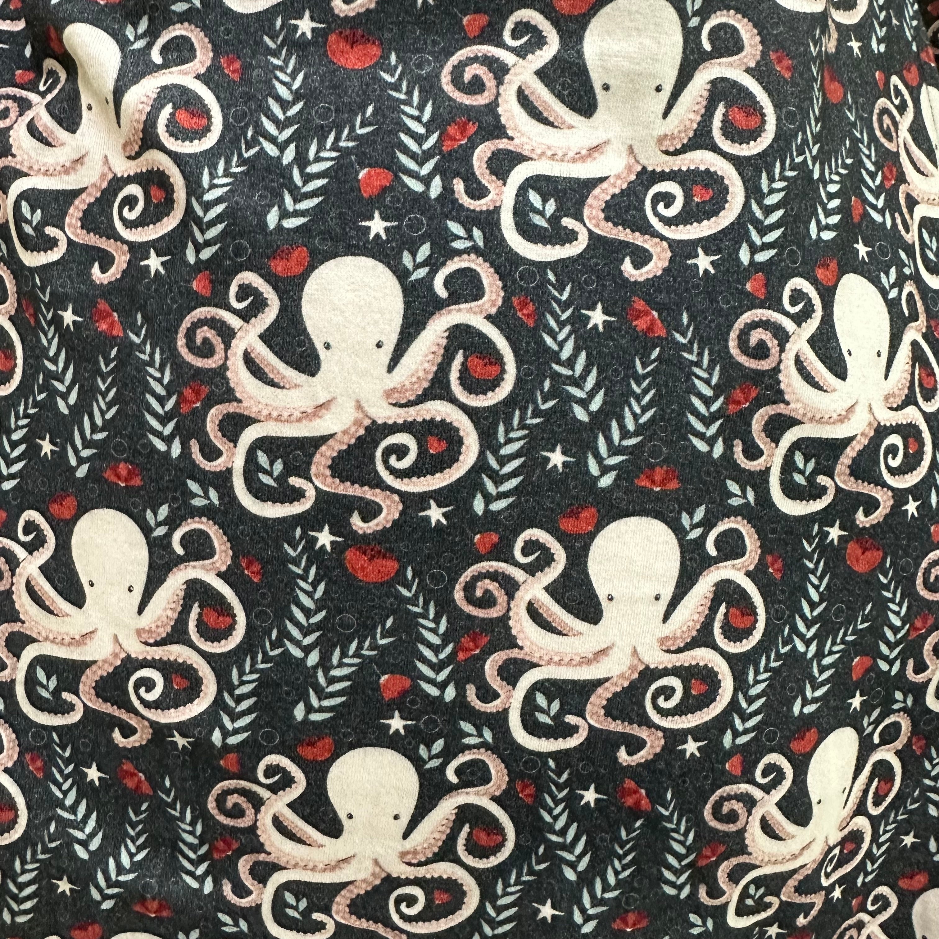 Floral Octopus Bell Sleeve A-Line Dress (No Waist Seam)