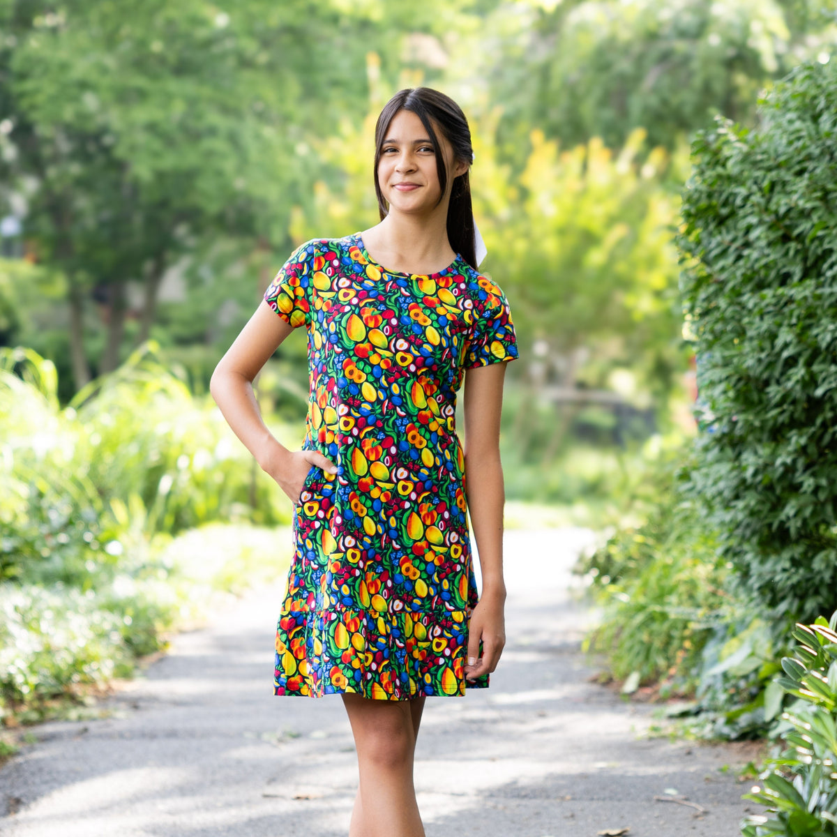 Autumn Dress To Impress Rainbow Harvest Fruits A-Line Dress (No Waist Seam)  Svaha USA 4XL