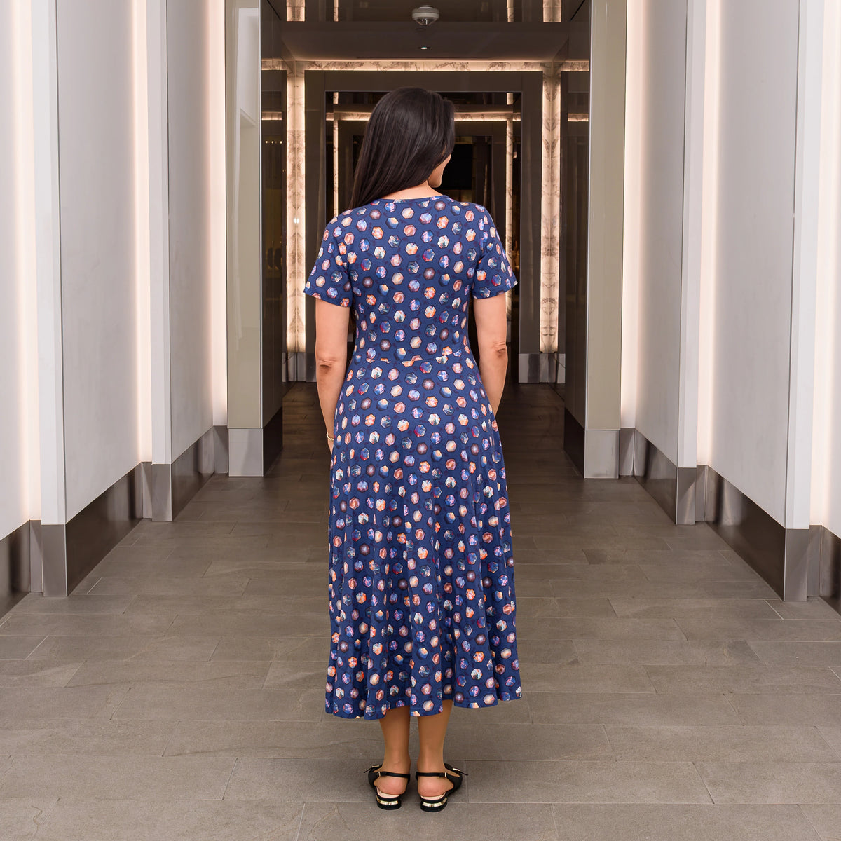 Galaxies Midi Twirl Dress with Pockets