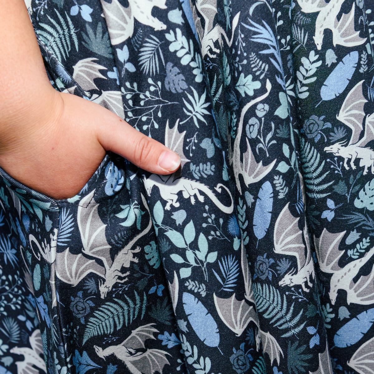 Garden of Dragons Kids Twirl Dress with Pockets
