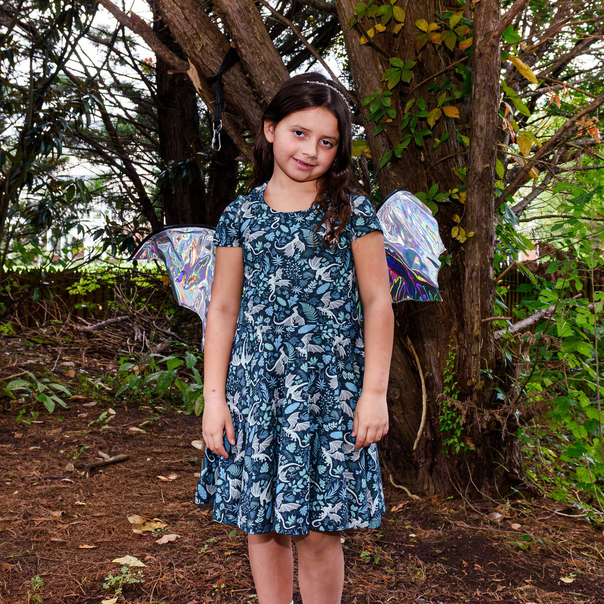 Garden of Dragons Kids Twirl Dress with Pockets