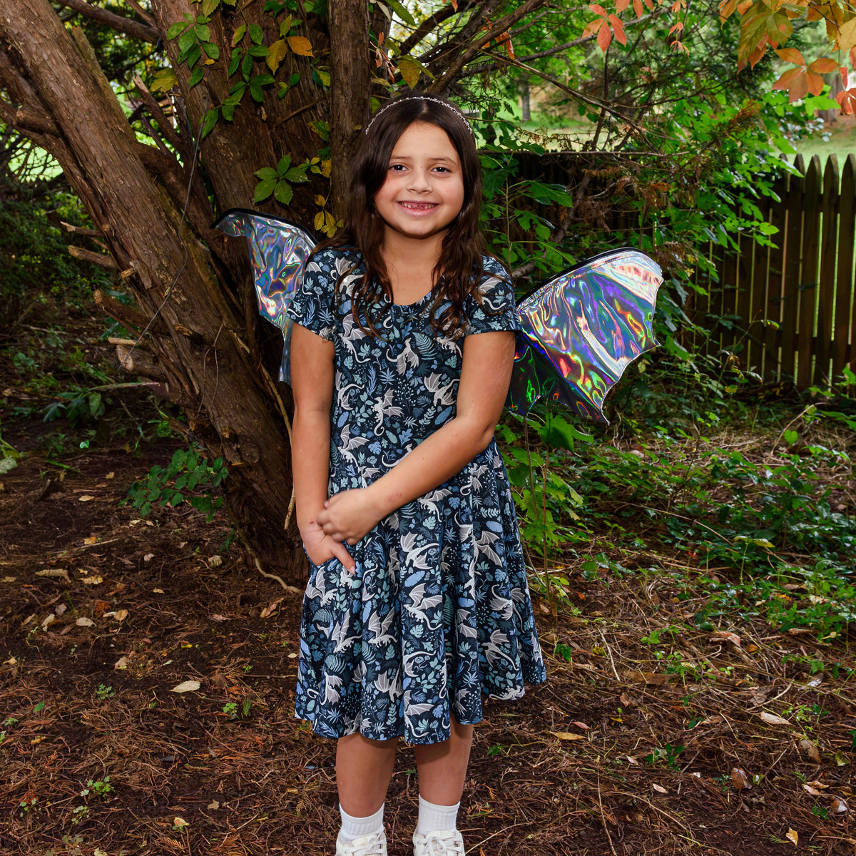 Garden of Dragons Kids Twirl Dress with Pockets