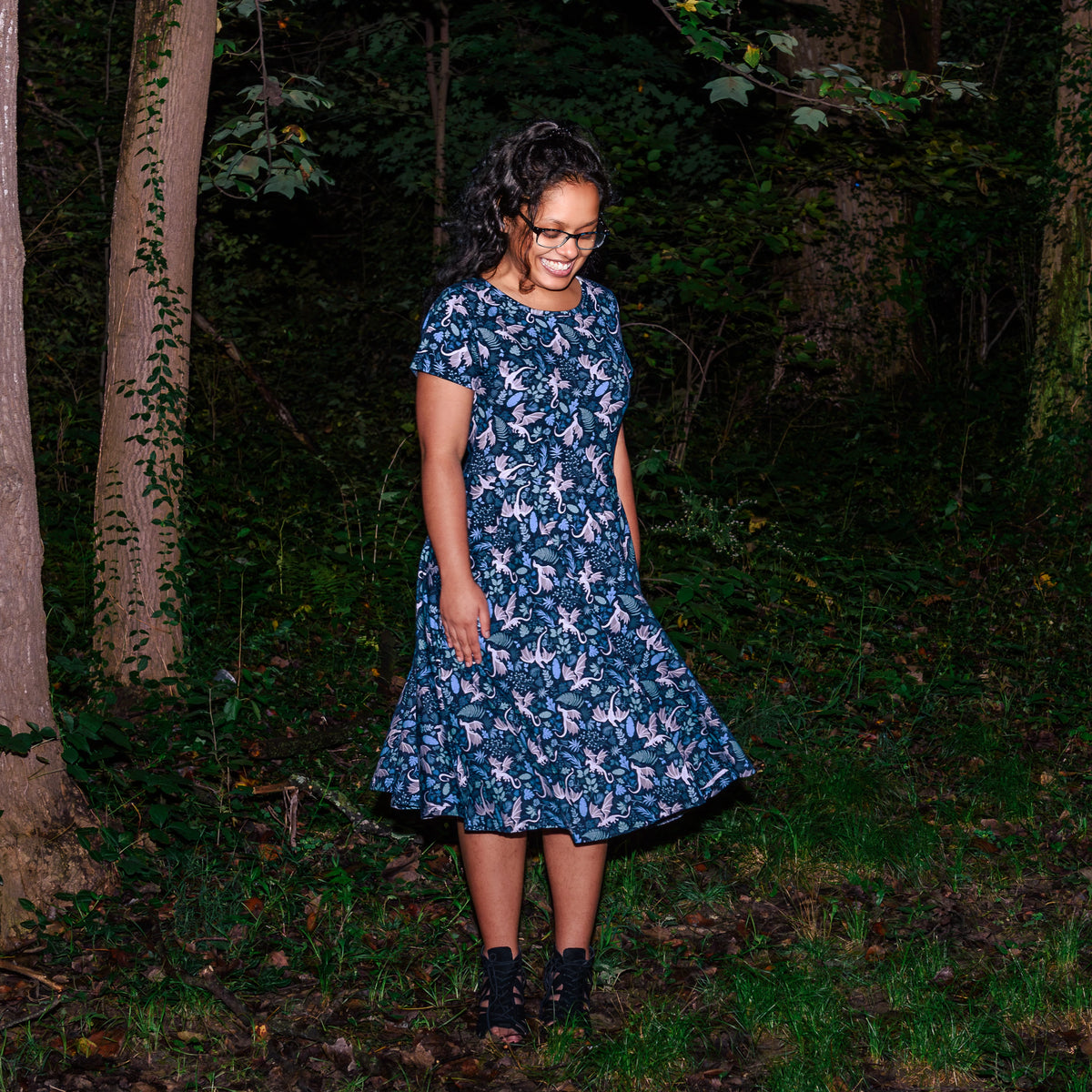 Garden of Dragons Petite Twirl Dress with Pockets