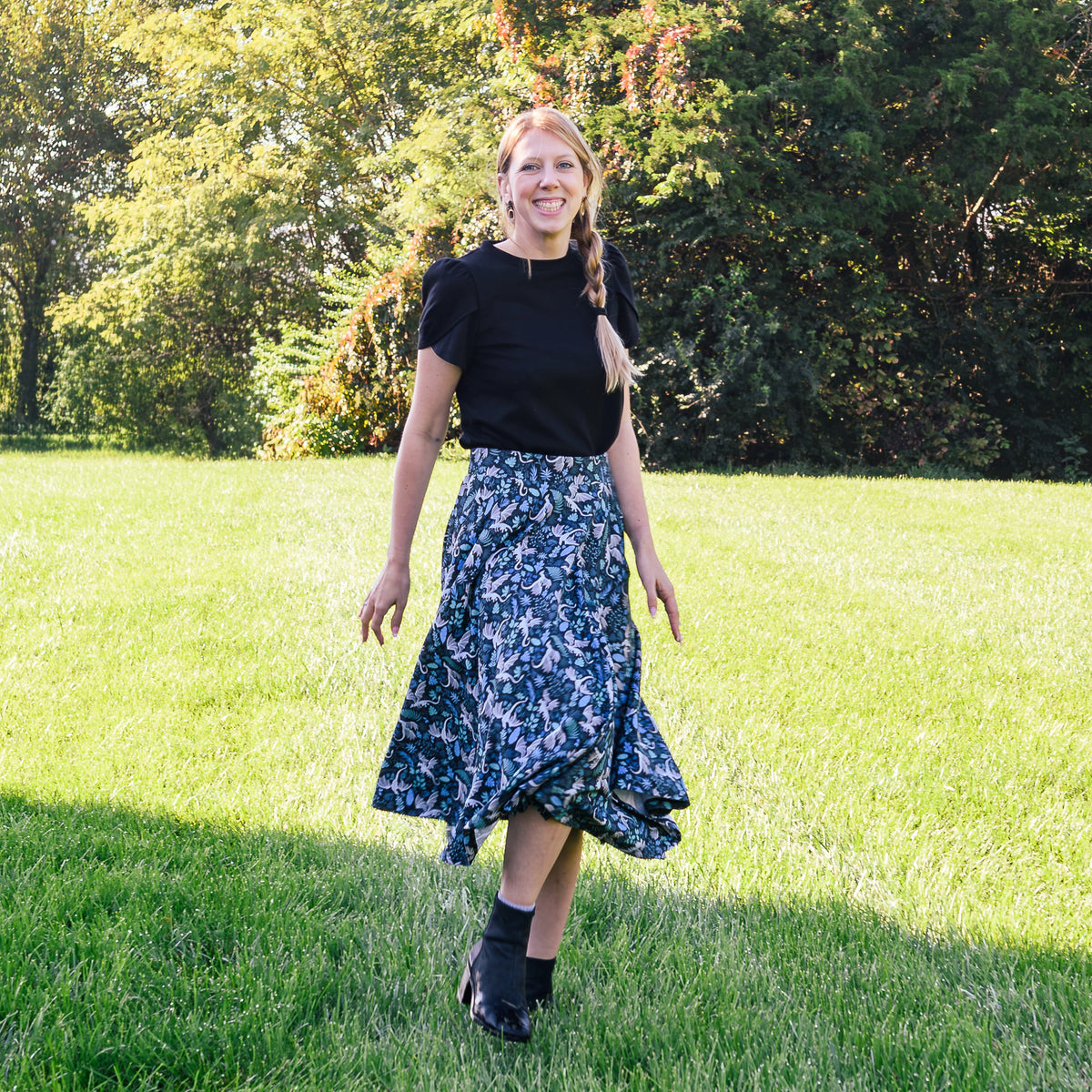 Garden of Dragons Twirl Skirt with Pockets