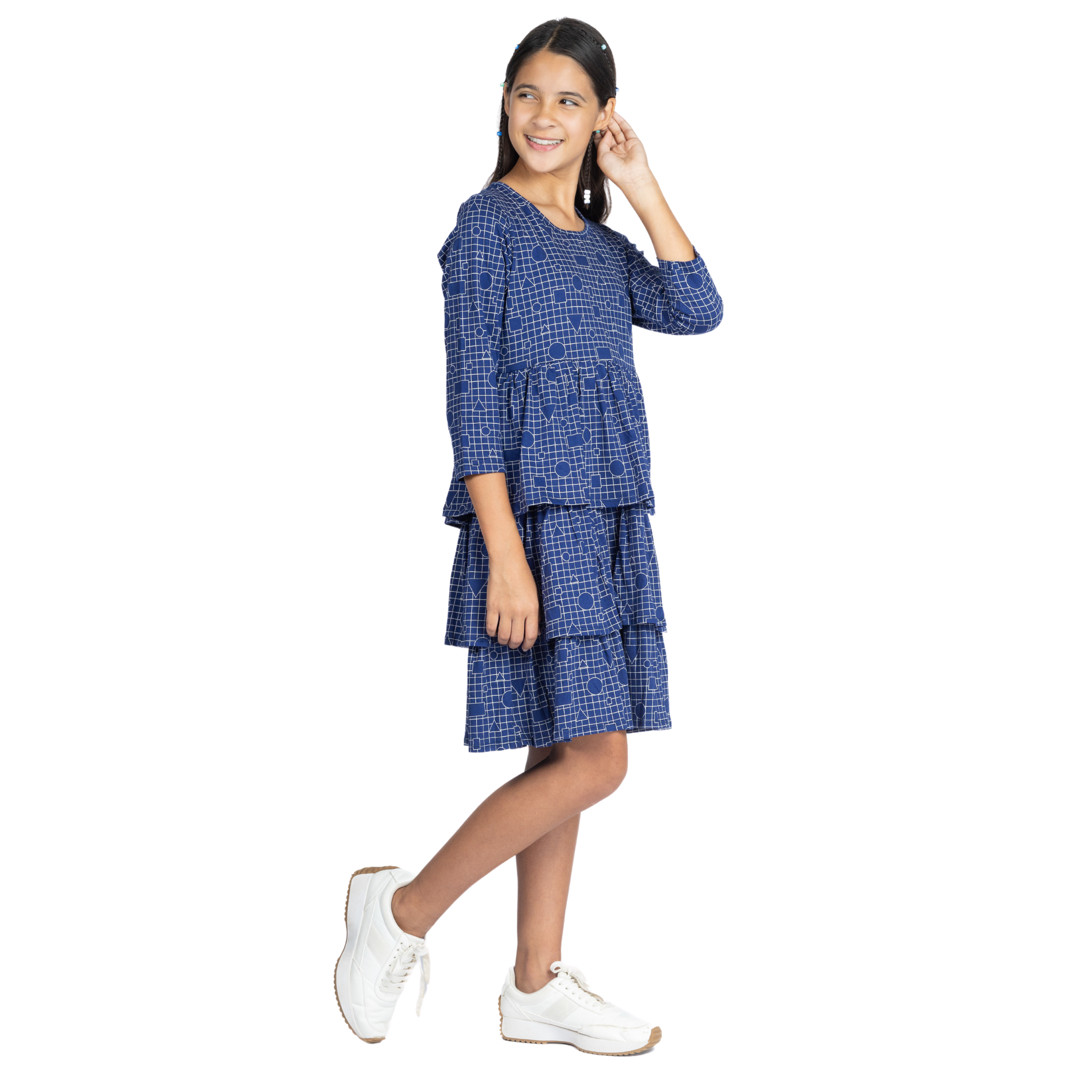 Geometric Shapes Kids Layered Dress