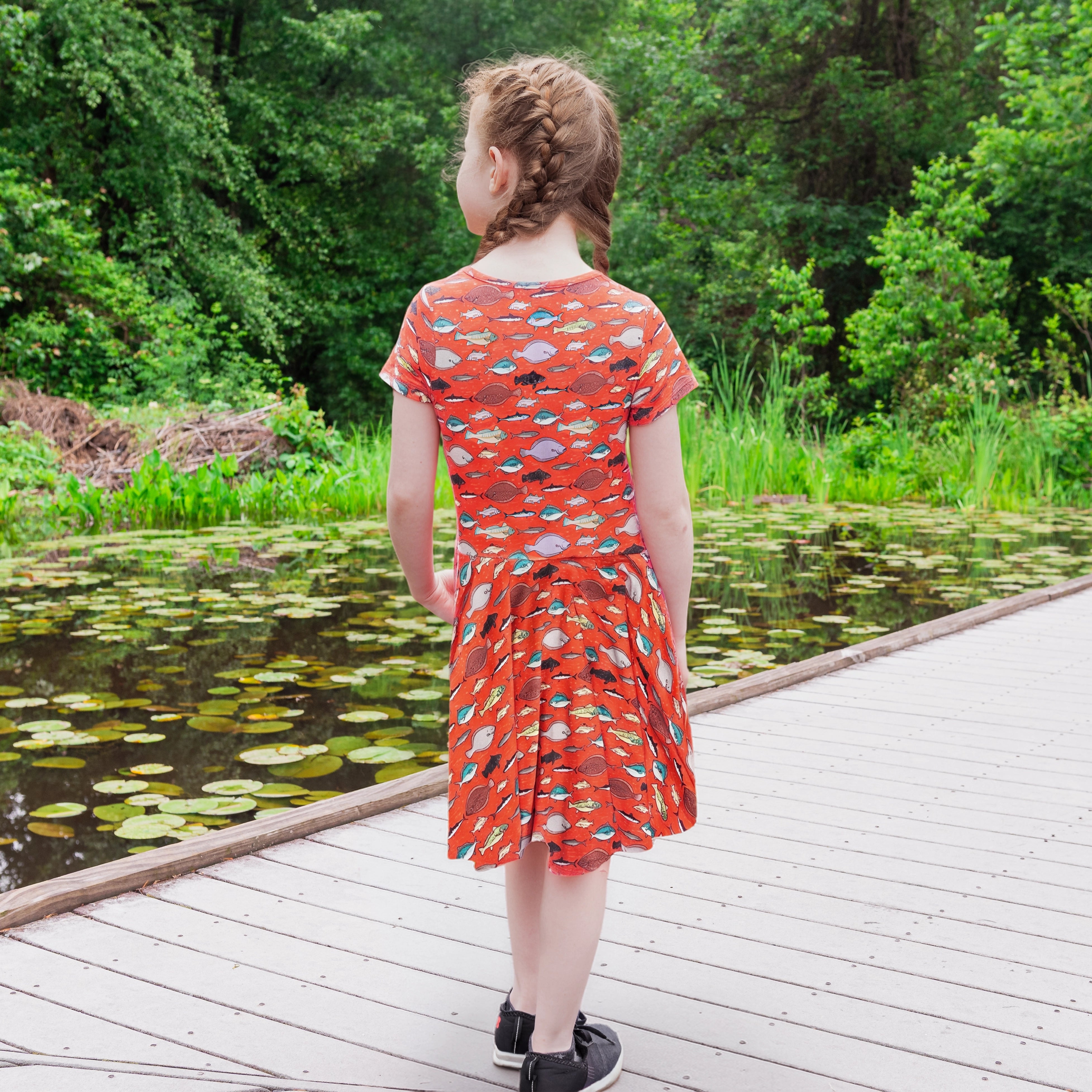 Gone Fishing Kids Twirl Dress with Pockets