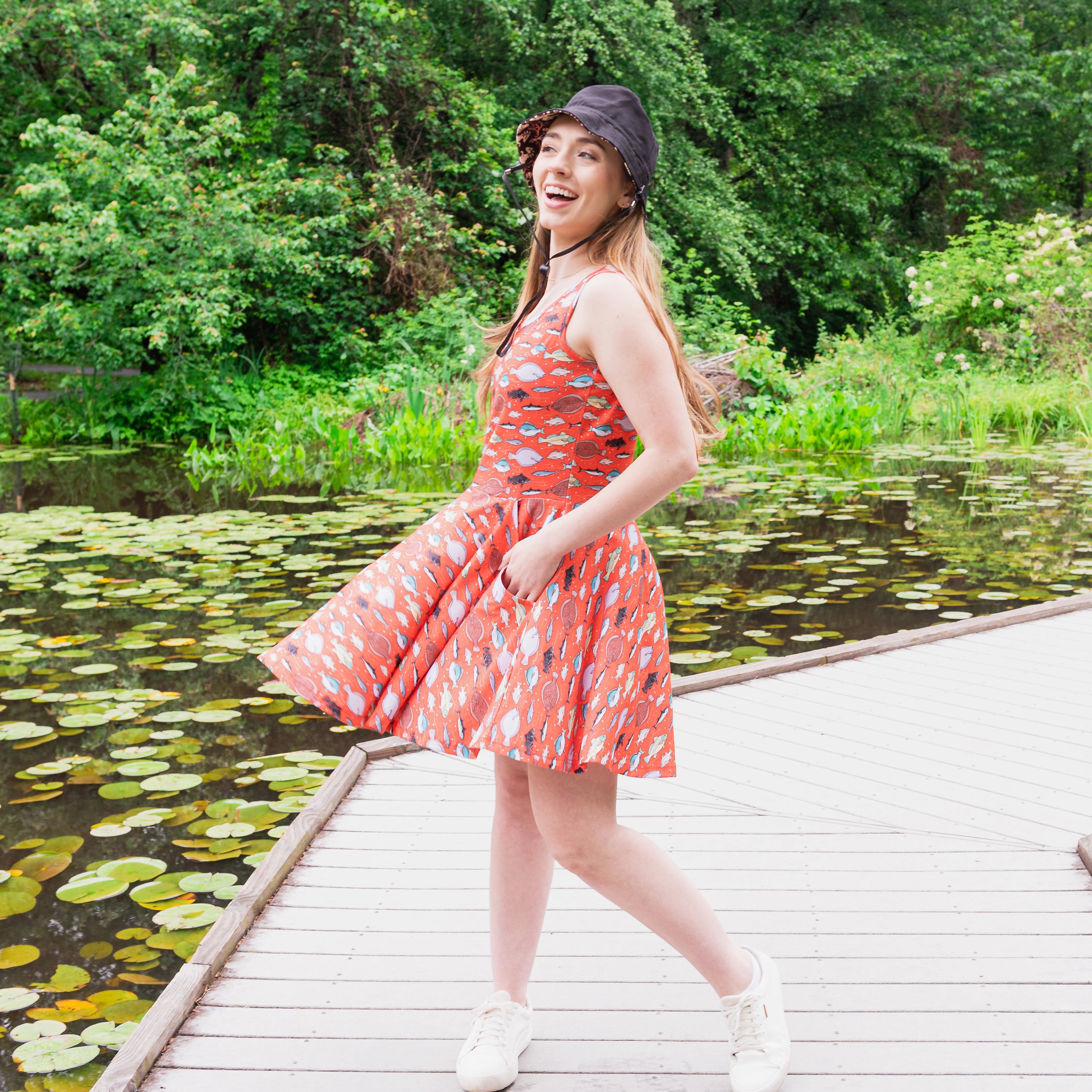 Gone Fishing Skater Dress with Pockets