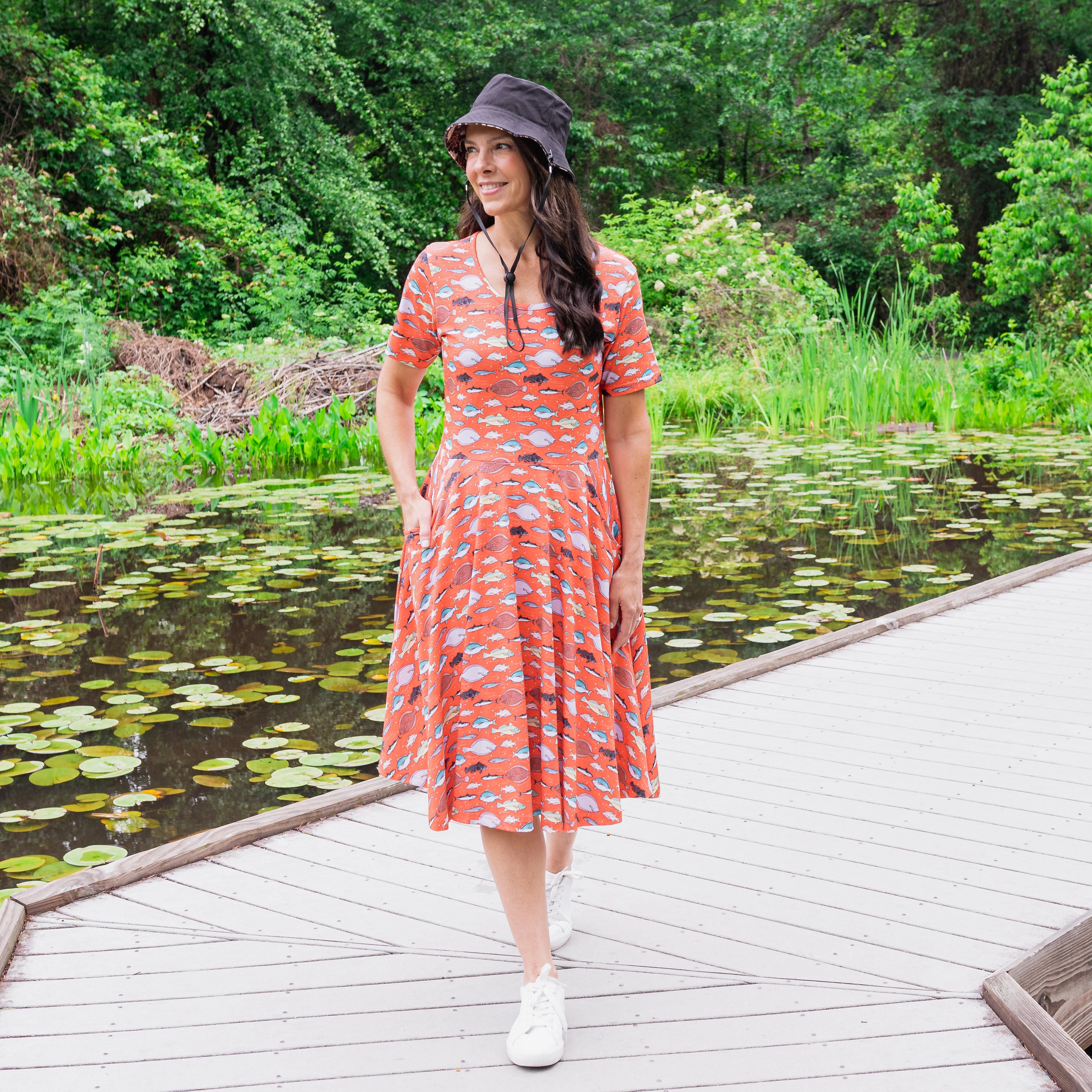 Gone Fishing Twirl Dress with Pockets