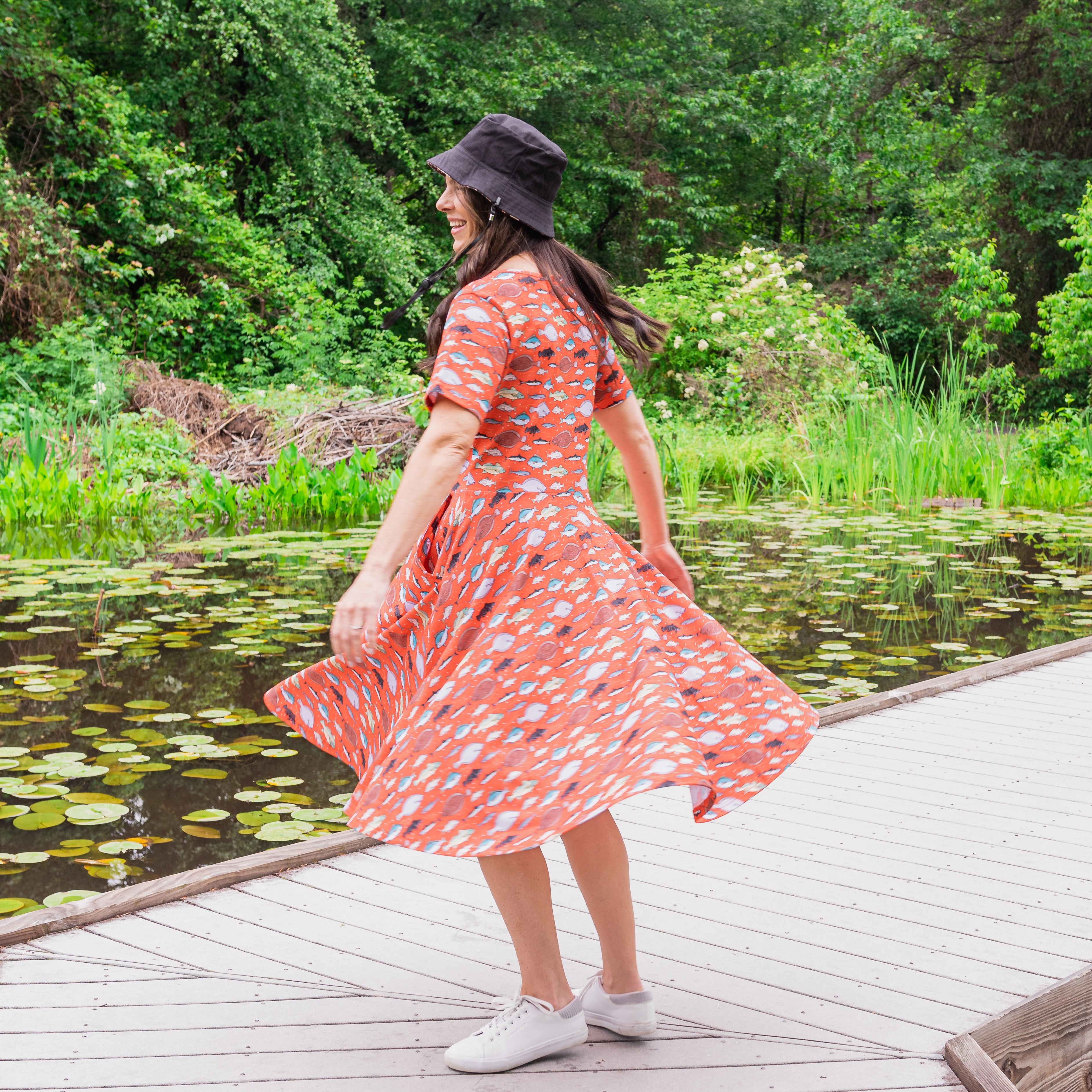 Gone Fishing Twirl Dress with Pockets