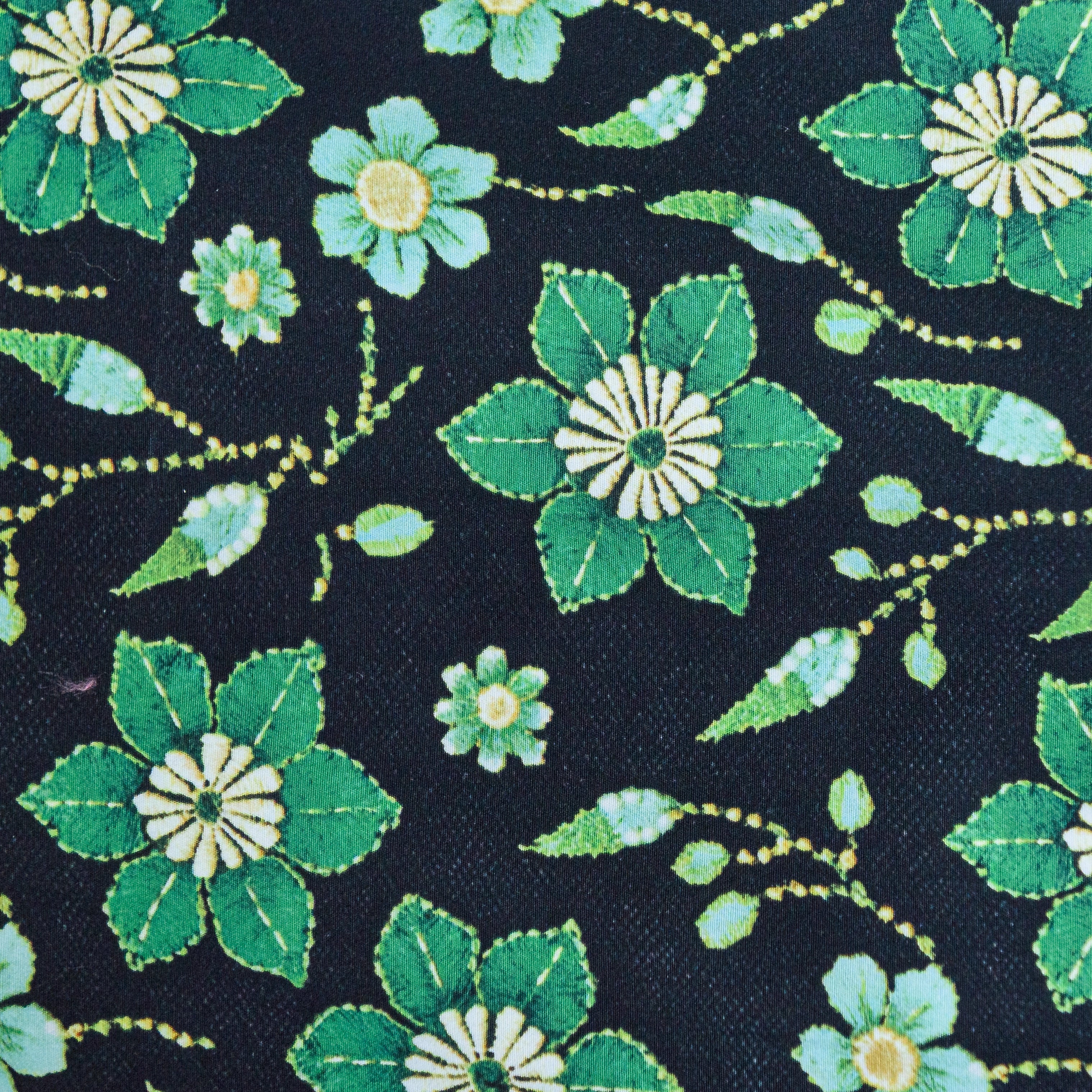 Green Floral Long Midi Woven Dress with Pockets