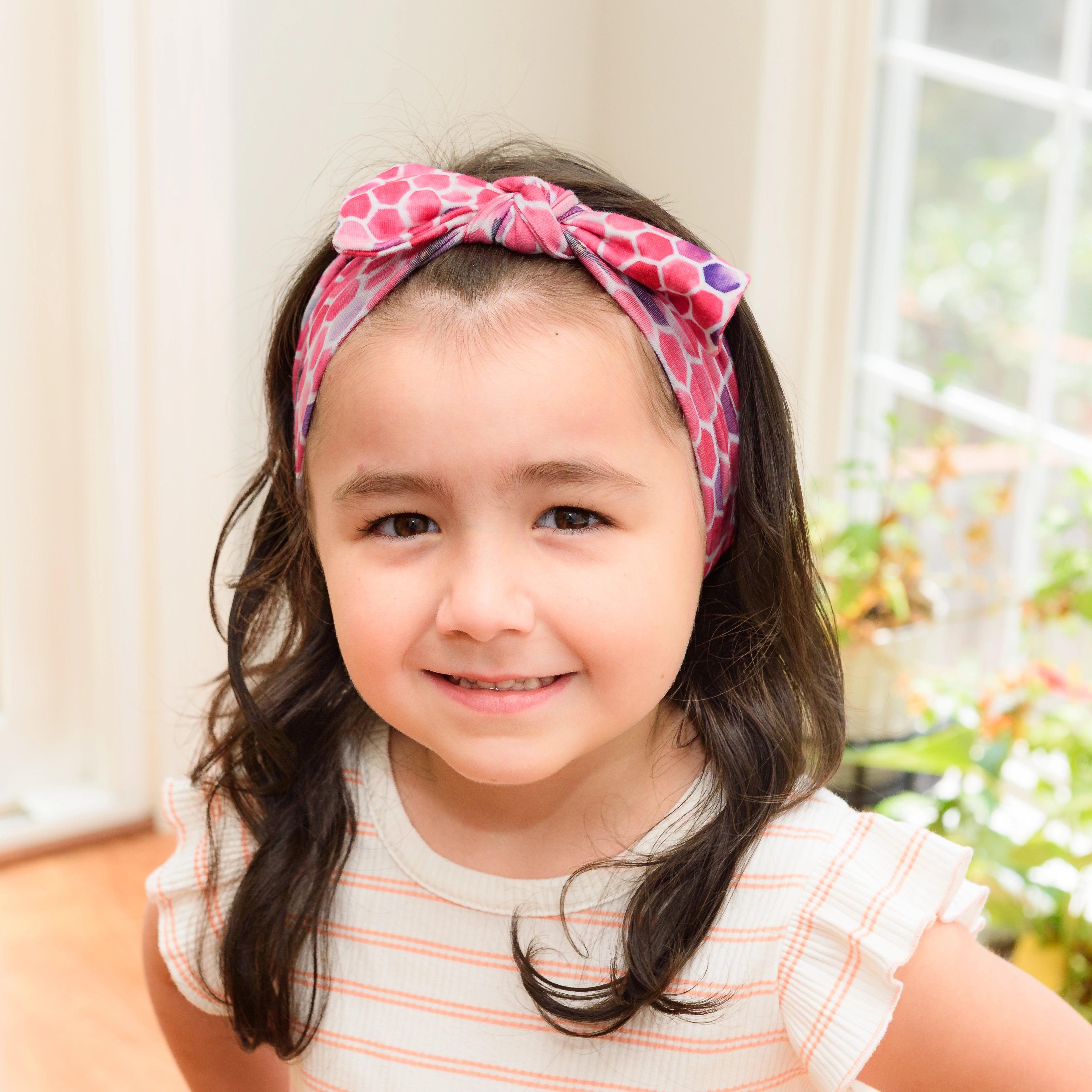 Rosy Honeycomb Kids Bow Headband