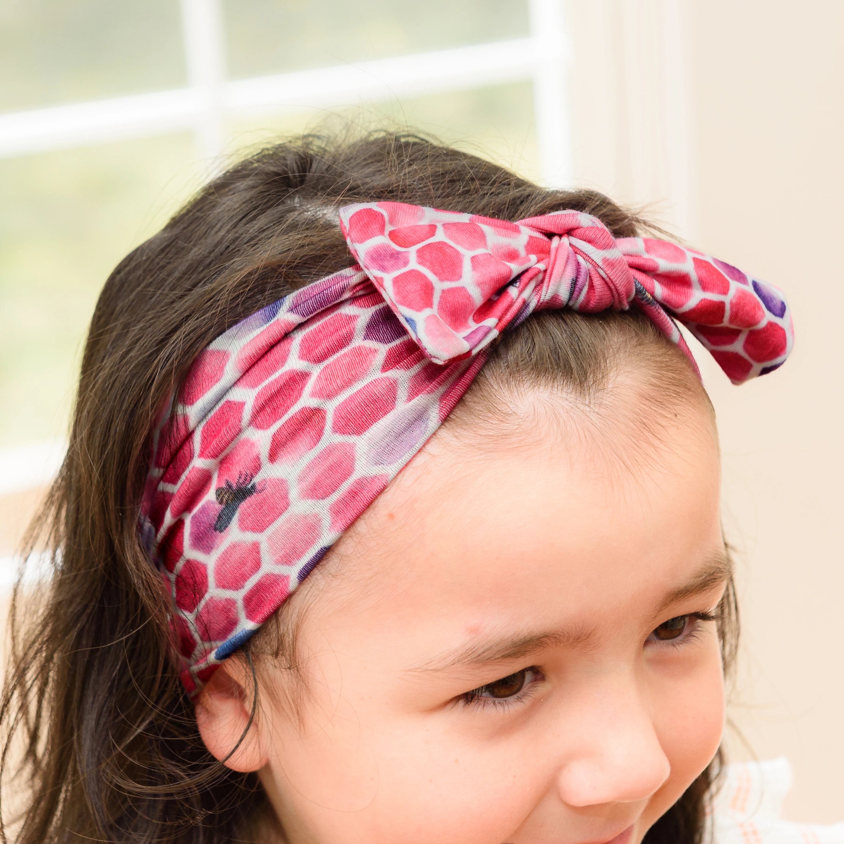 Rosy Honeycomb Kids Bow Headband