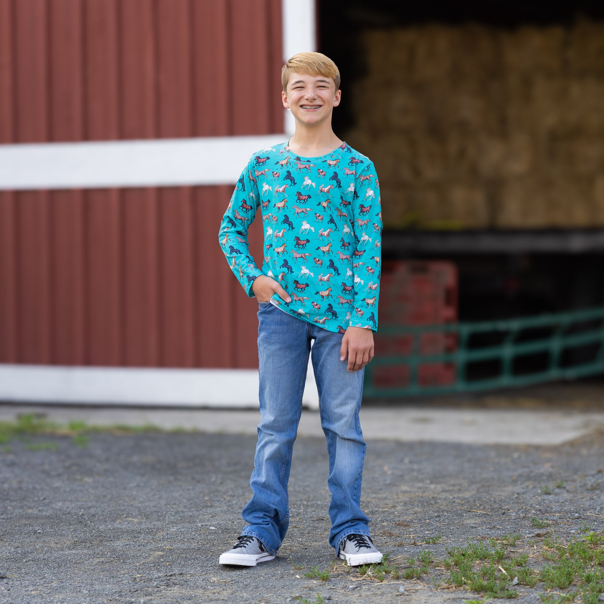 Horsing Around Long Sleeve Kids T-Shirt