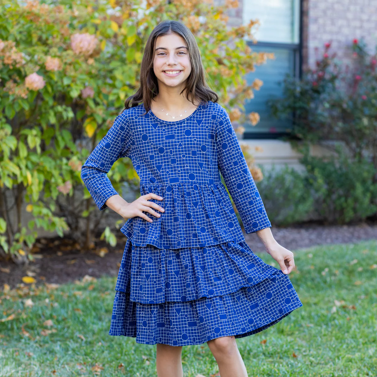Geometric Shapes Kids Layered Dress Sample - 11/12 YEARS