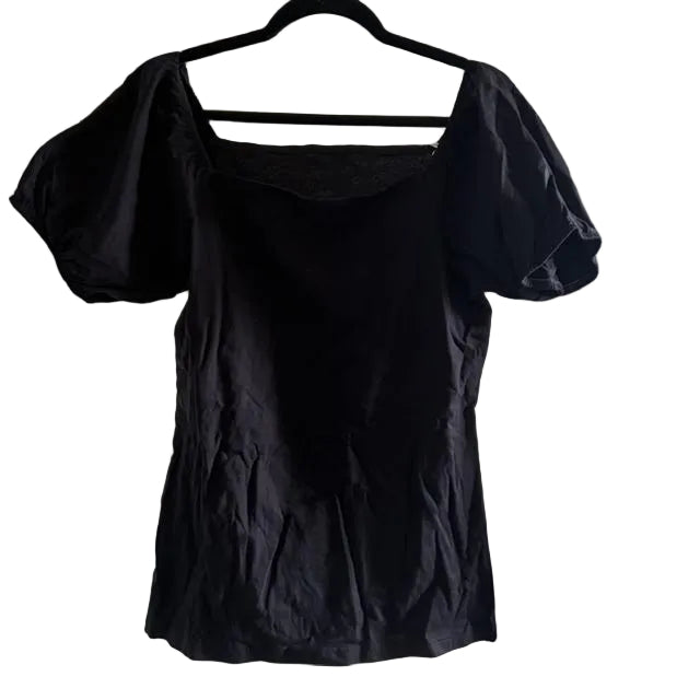 Black Square Neck Top Sample - S