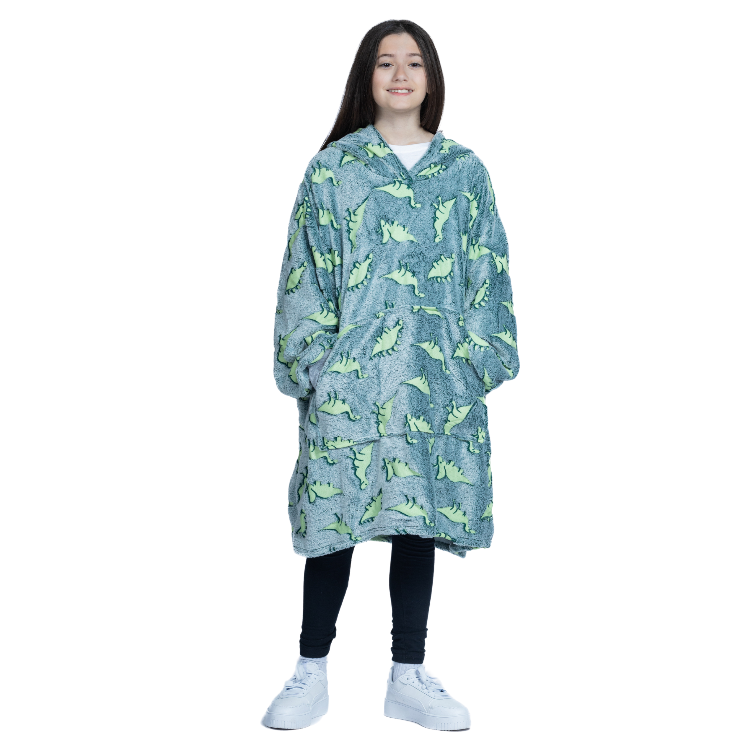 Dino Plushie with Dinosaurs Kids Blanket Hoodie [FINAL SALE]