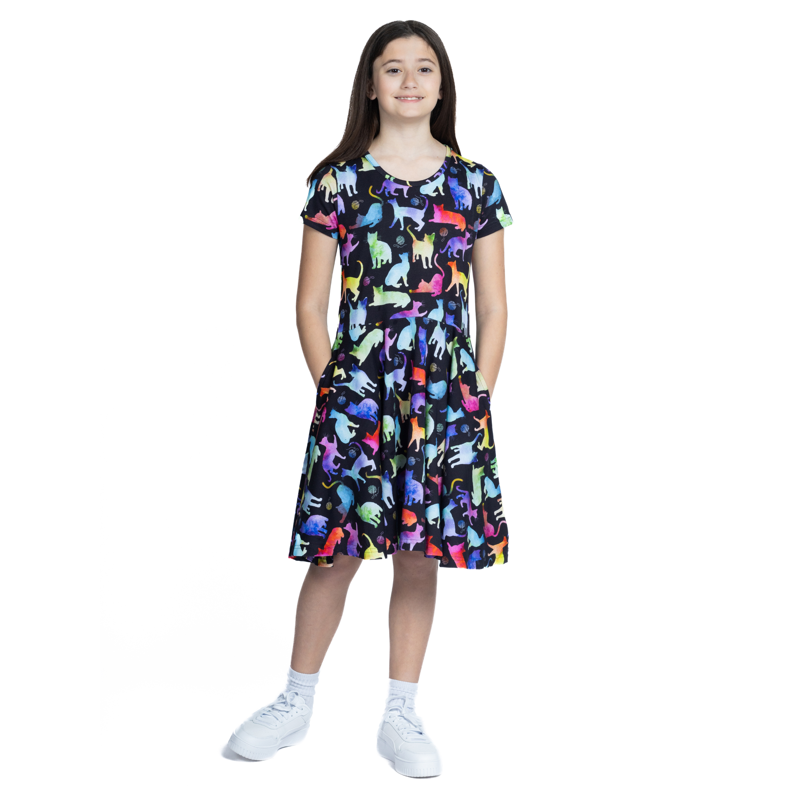 Rainbow Cats String Theory Kids Twirl Dress